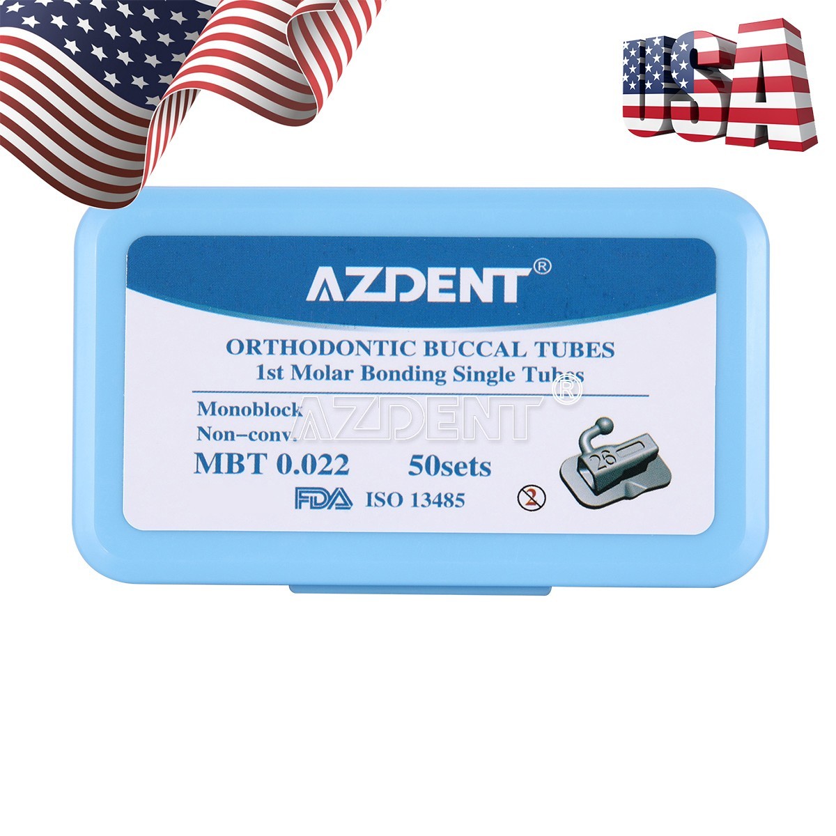 10 Box AZDENT Dental Bondable 1st Molar MBT 0.022 MIM Monoblock Buccal Tubes