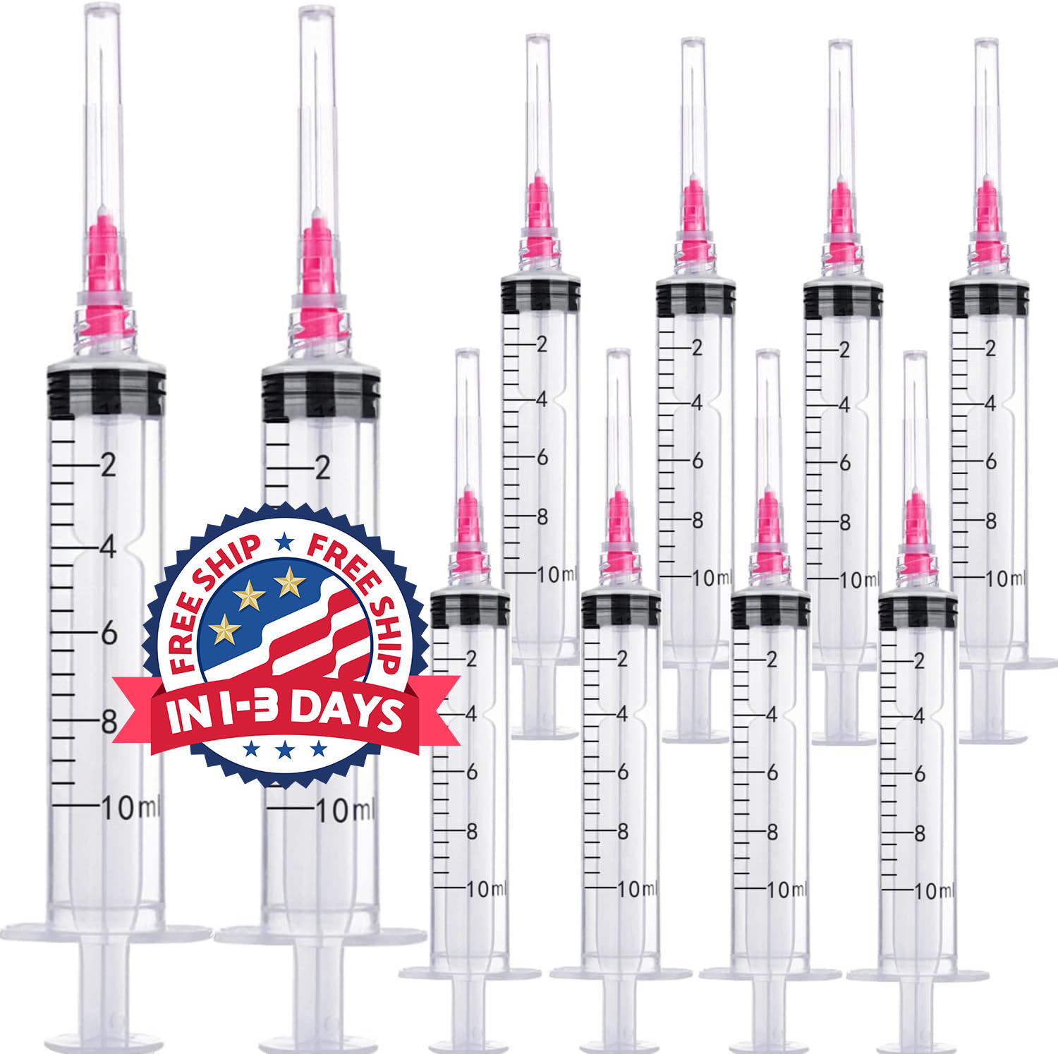 15 Jeringas de 10 ml, calibre 18,tapas de almacenamiento de aguja puntiaguda