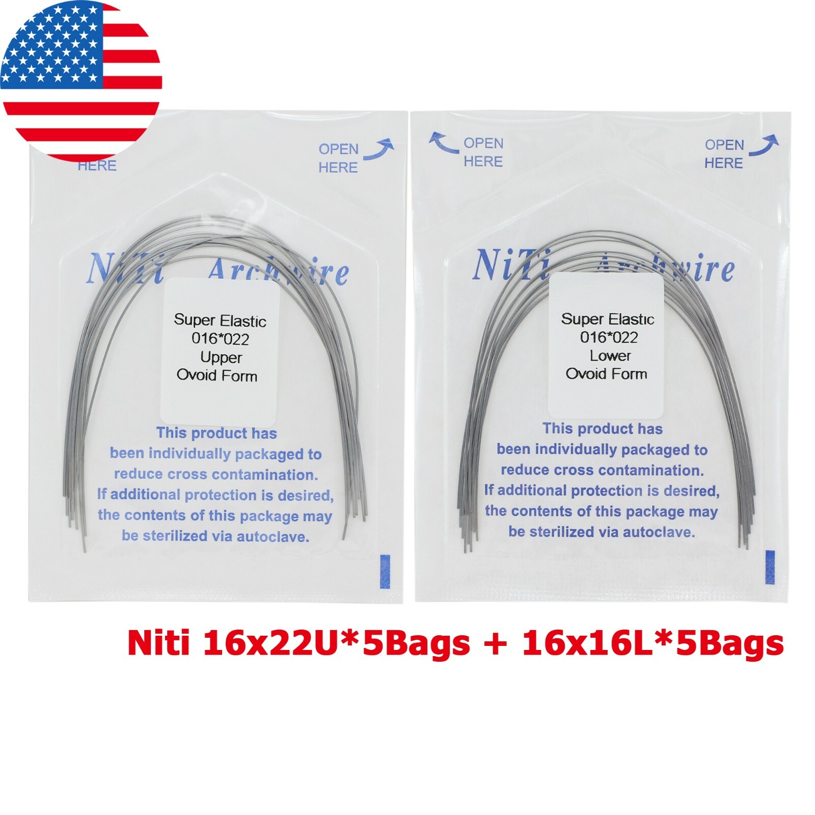 100PCS Dental Orthodontic Arch Wire Niti Stainless Steel Round Rectangular Ovoid