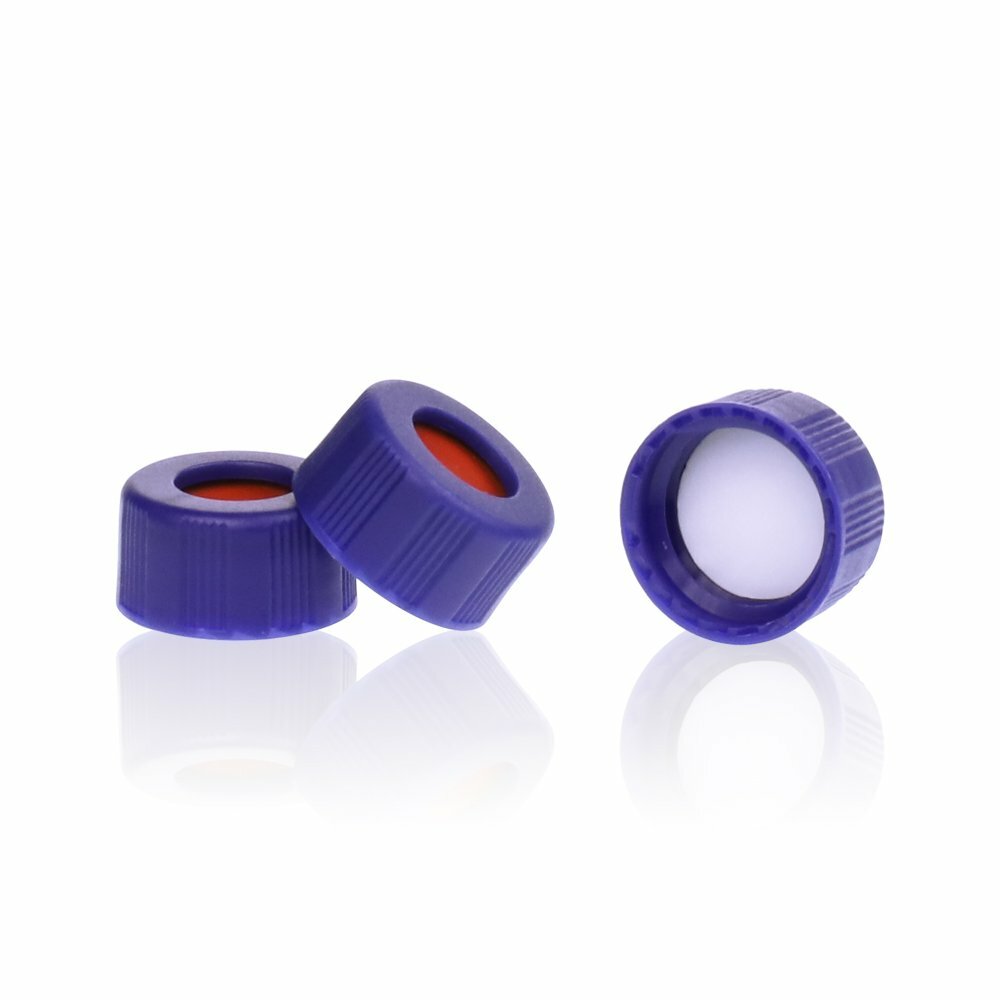 100PCS 9-425 Screw Thread Vial Caps 9mm PTFE/Silicone Septa for Autosampler HPLC