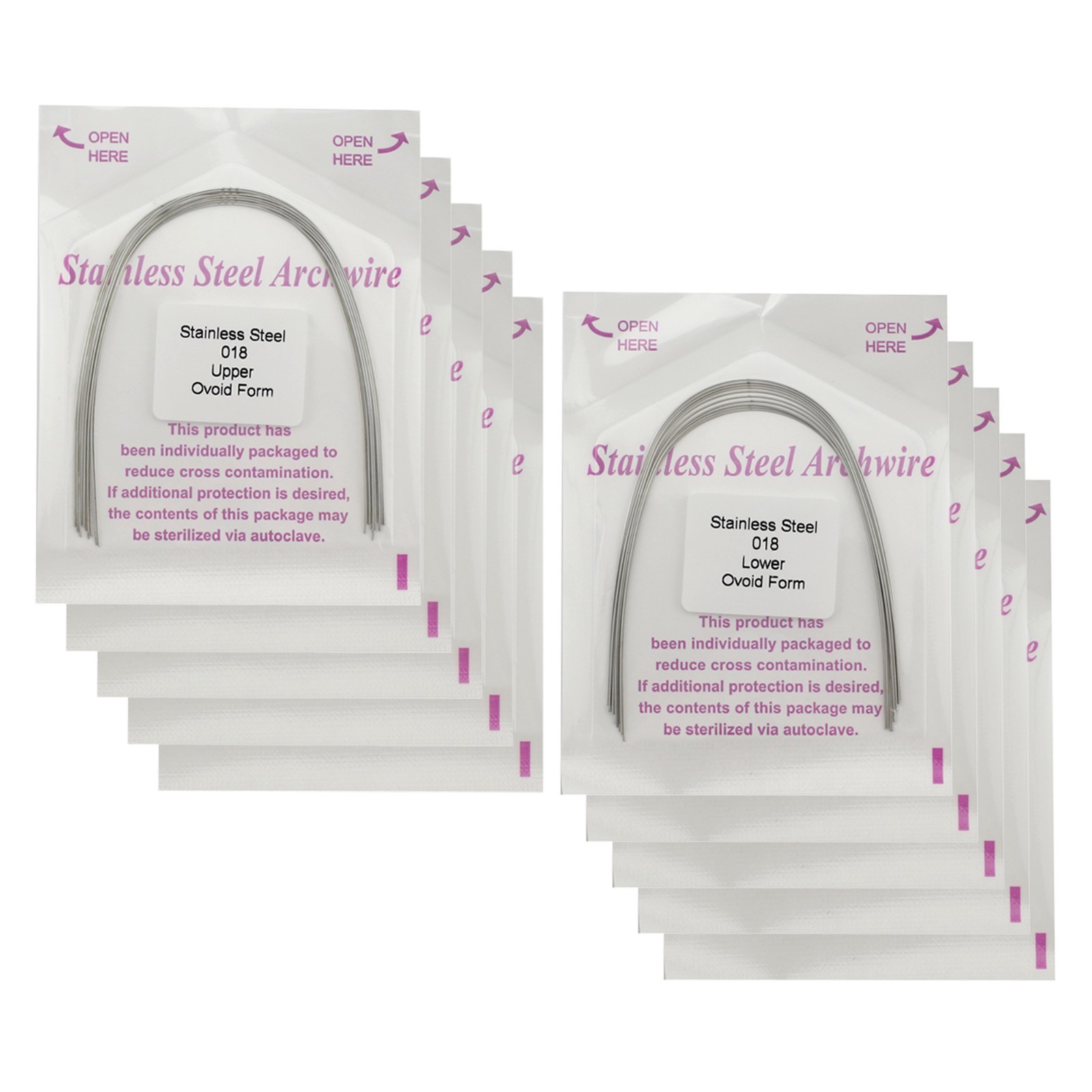 Dental Orthodontic Arch Wires Niti Stainless Steel Ovoid Natural Form 100pcs U/L