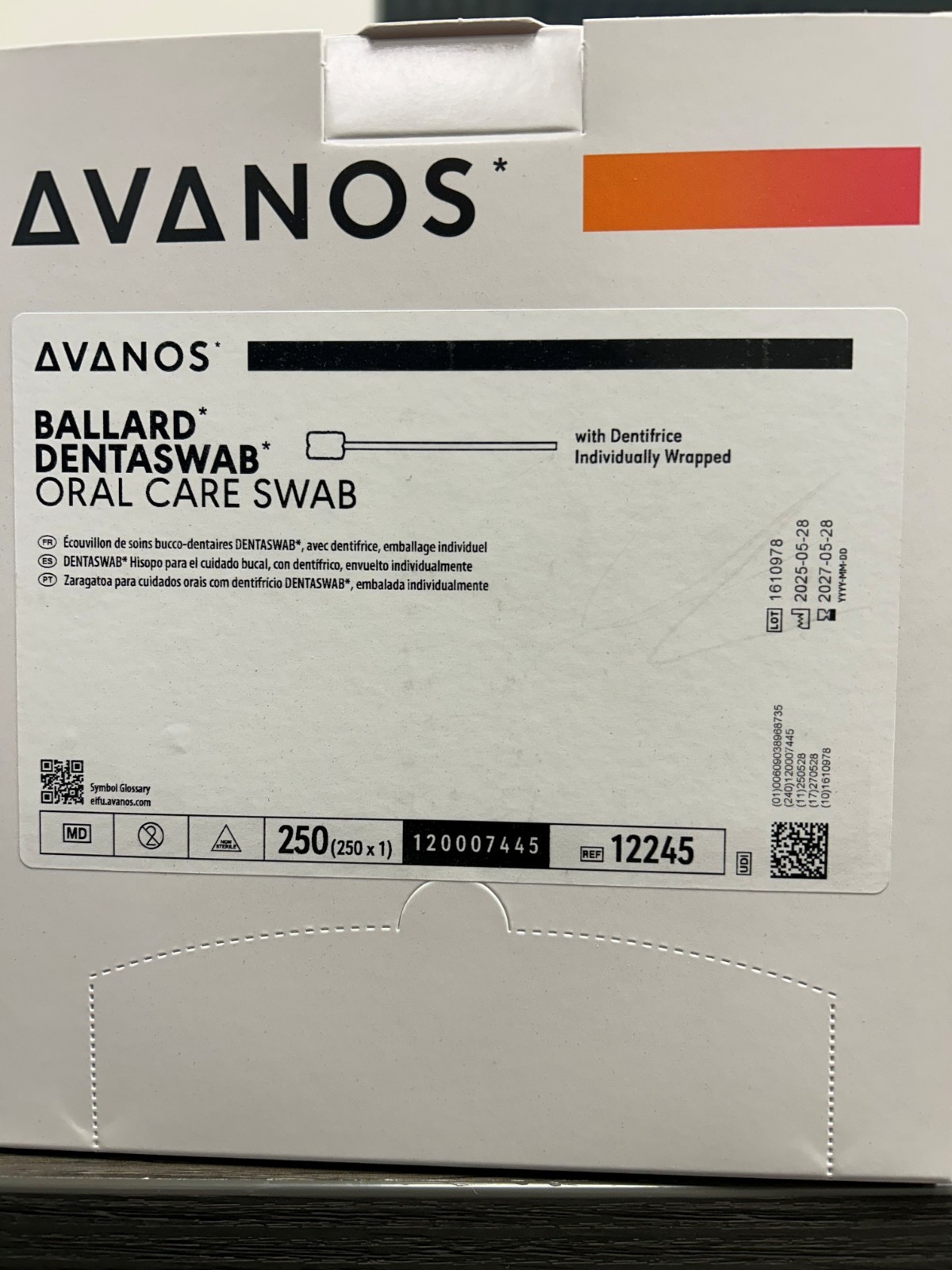 Avanos Ballard Dentaswab Oral Care Swab 12245 – 250/Pack – Exp 05/2027