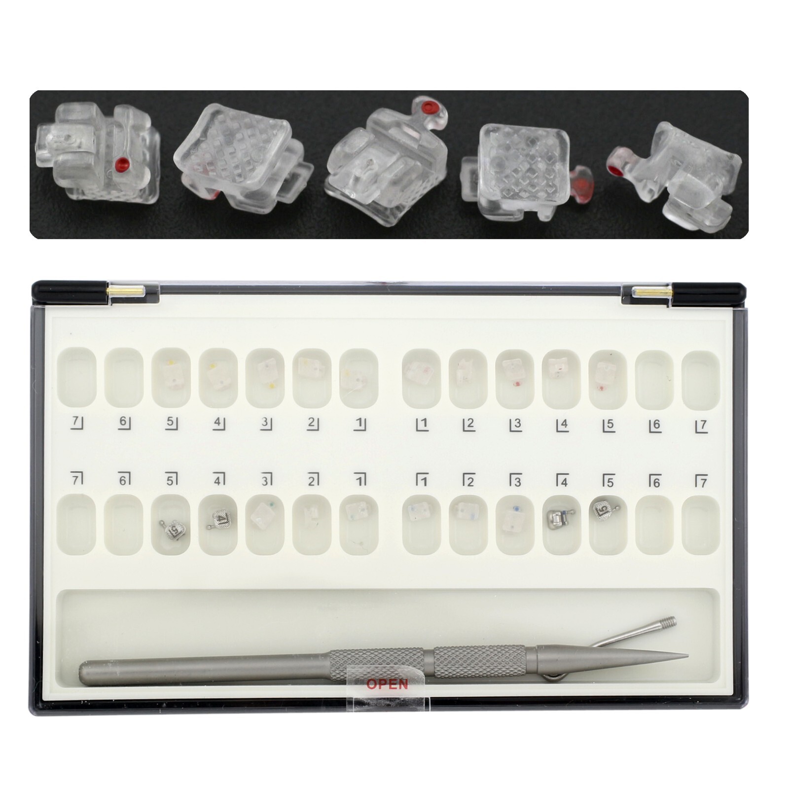 Dental Orthodontic Self Ligating Ceramic Brackets Roth MBT 022 345 Hooks 5-5