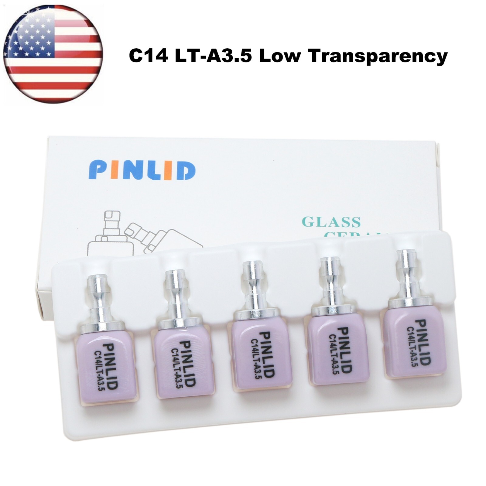 US 5Pcs Dental LT C14 Emax Glass Ceramic Lithium Dislicate Blocks CEREC CAD/CAM
