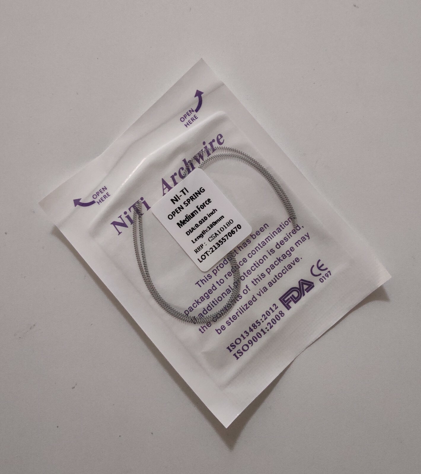 5 Packs Dental Orthodontic Coil Open Spring 010*180mm Niti Alloy Medium Force