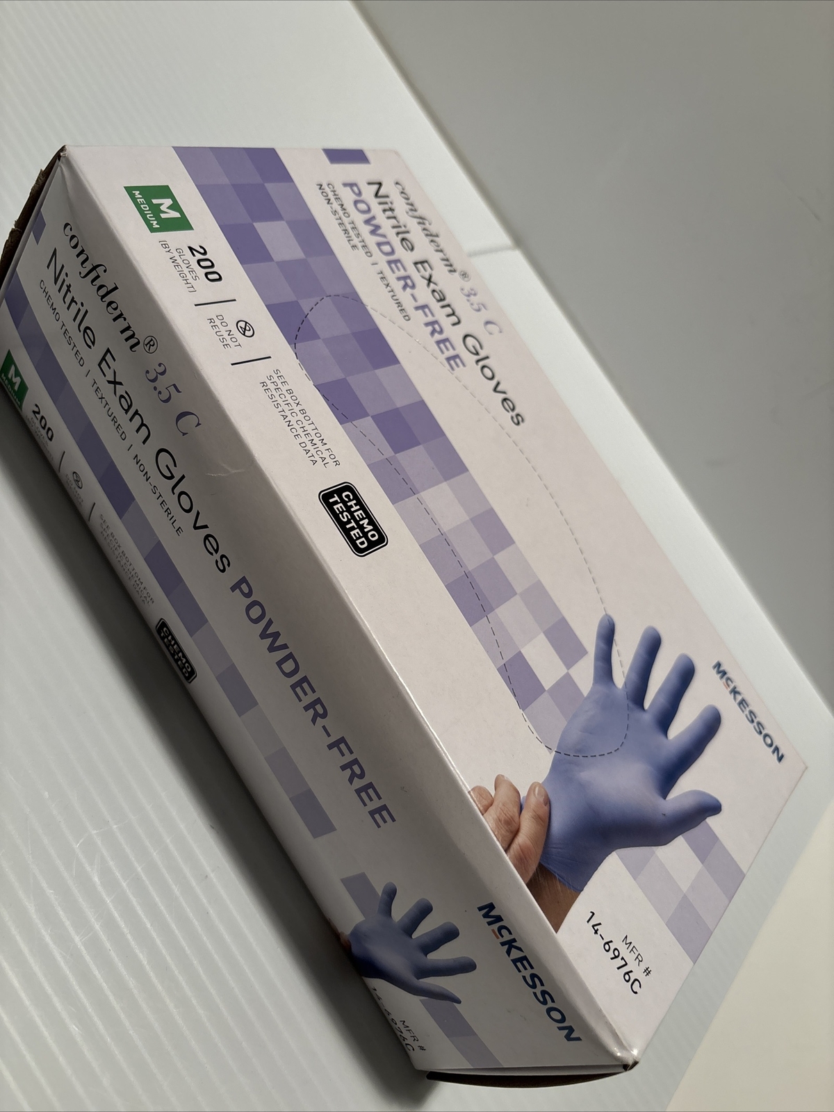 McKesson 200 Ct Confiderm Nitrile Exam Gloves Powder-Free – Medium size – Blue