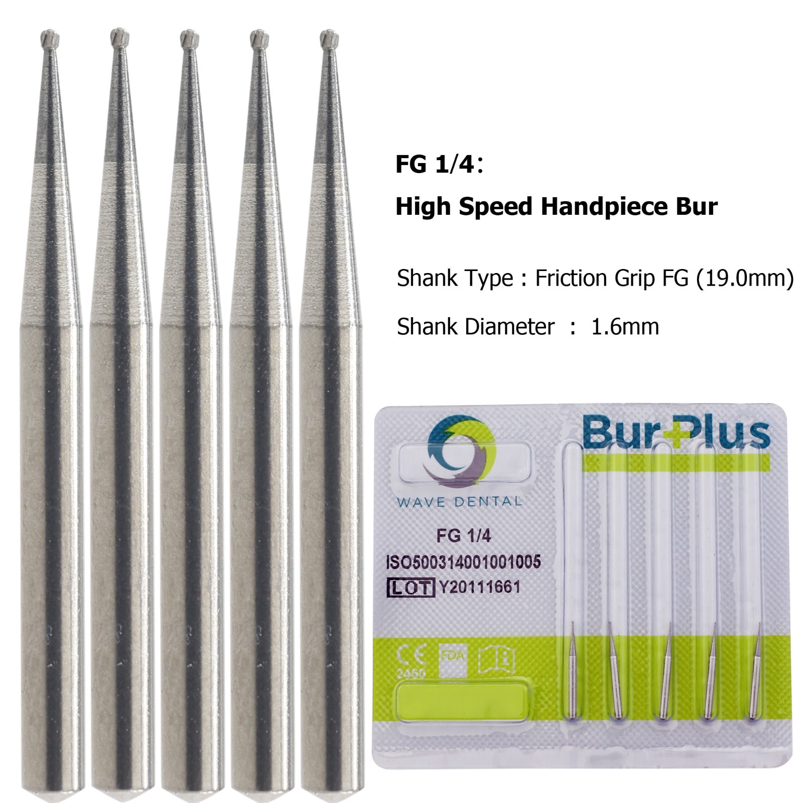 Wave Dental Carbide Bur FG Diamond Burs Football Pear Round End Taper High Speed
