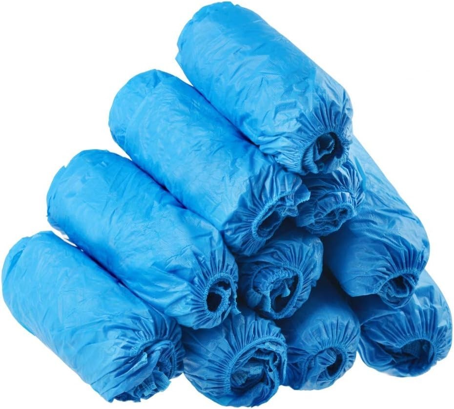 100 Pack Disposable Waterproof Shoe Covers Blue Non-Slip Durable for Indoor