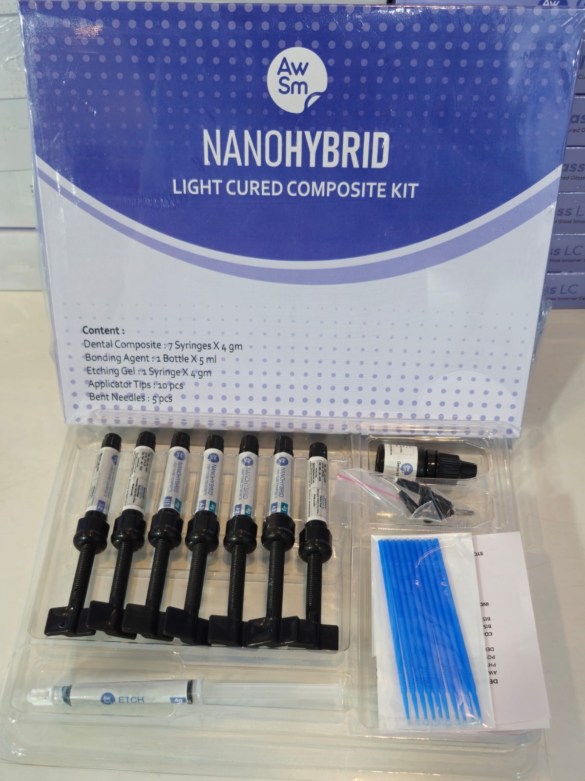 AWSM Nano Hybrid Light Cured Dental Composite Kit ( Free Ship )