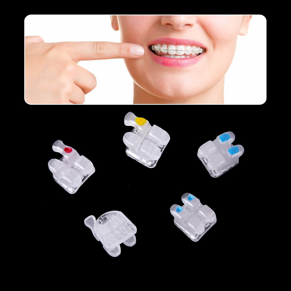 AZDENT Dental Ceramic Brackets Orthodontic Braces Roth.022 345 Hooks 20pcs /kit
