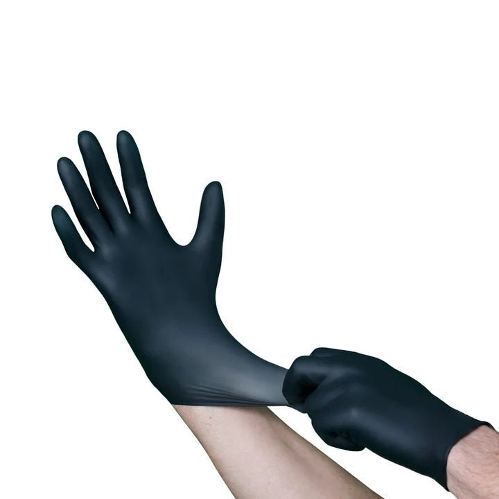 VGuard Black Nitrile Disposable Gloves Powder Latex Free 5 & 7 Mil 100 Count Box