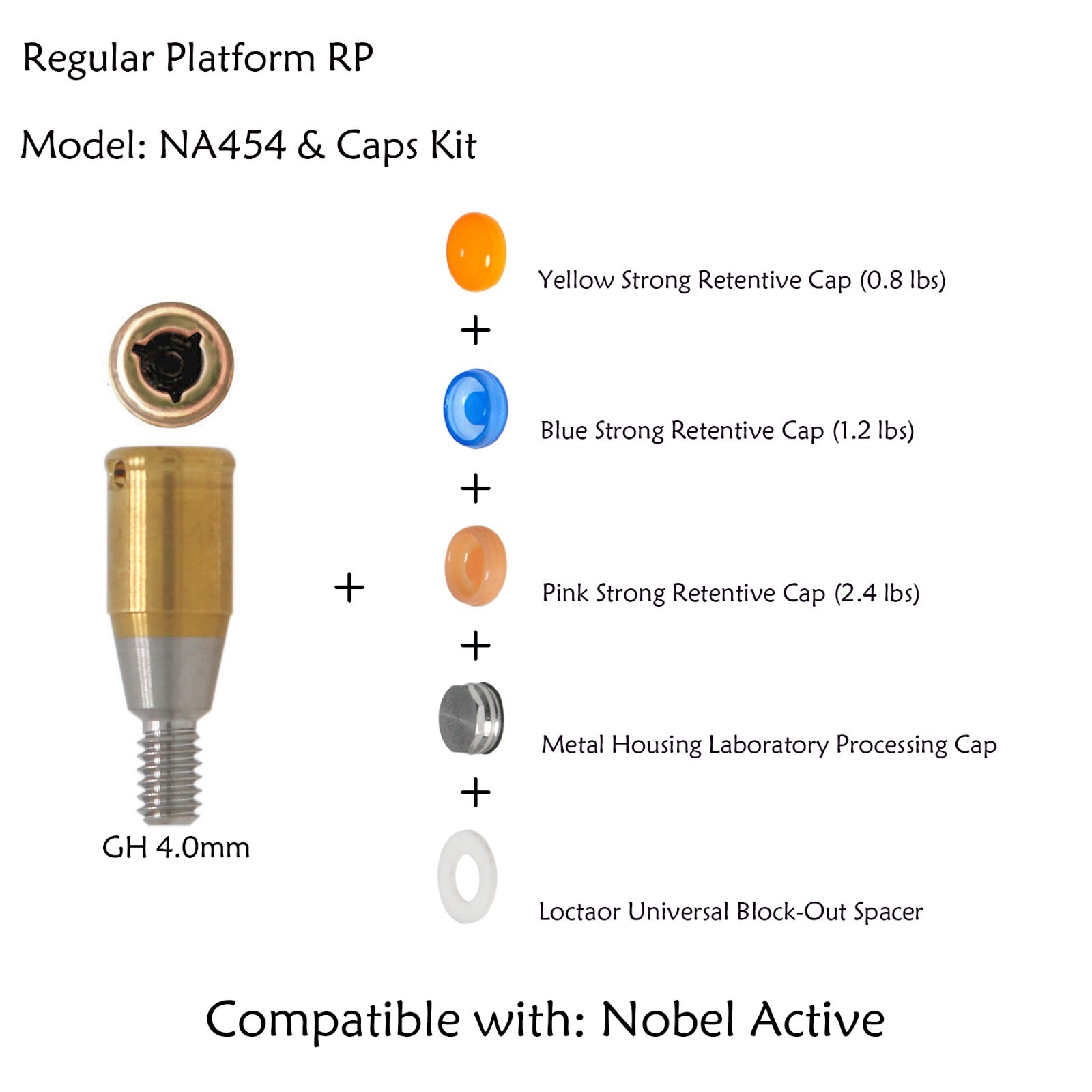 Locator Abutment for Nobel Active Biocare Conical Connection NP/RP 1-5mm Height