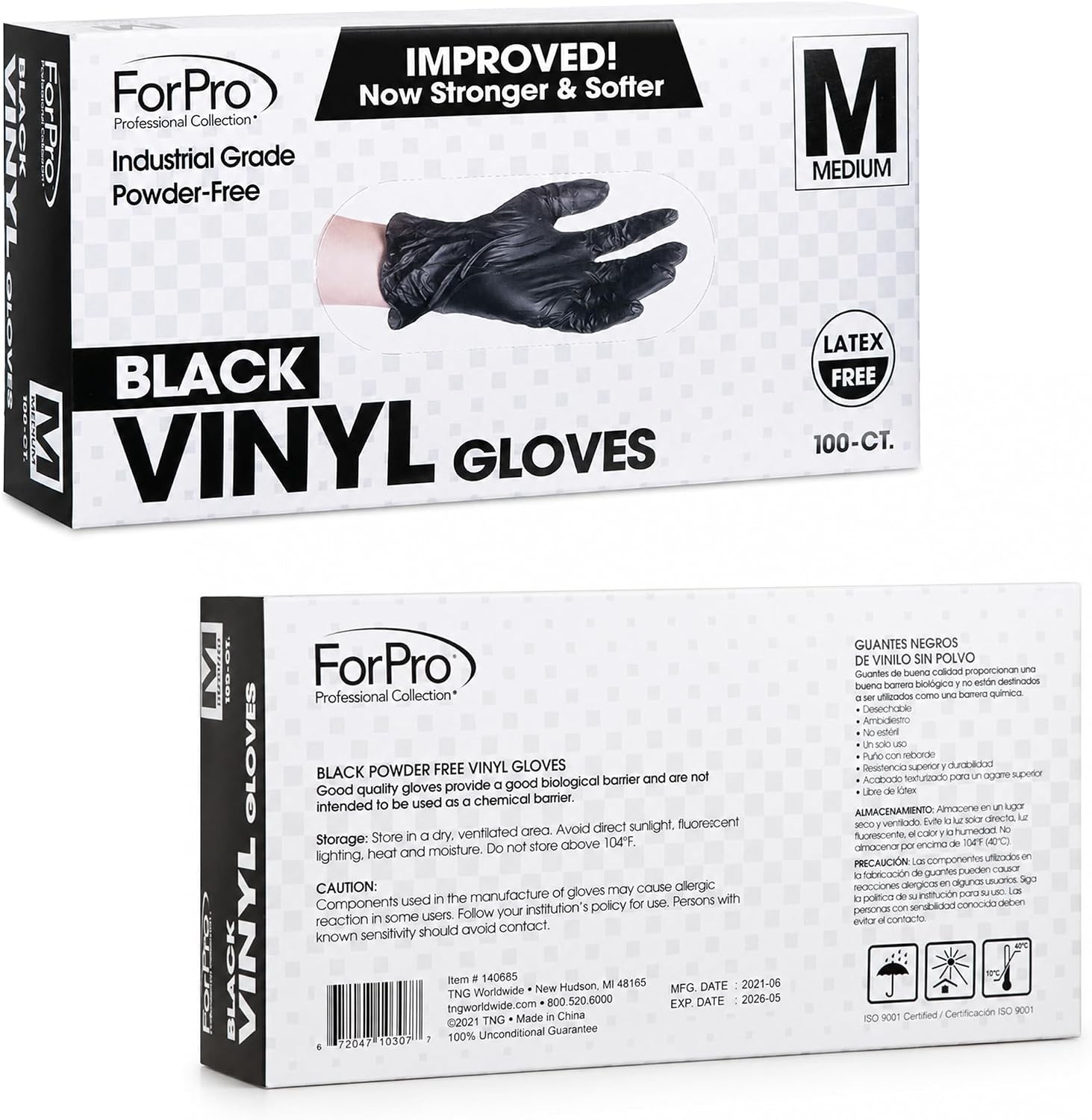 ForPro Disposable Vinyl Gloves, Industrial Grade, Powder & Latex Free, Non-Steri
