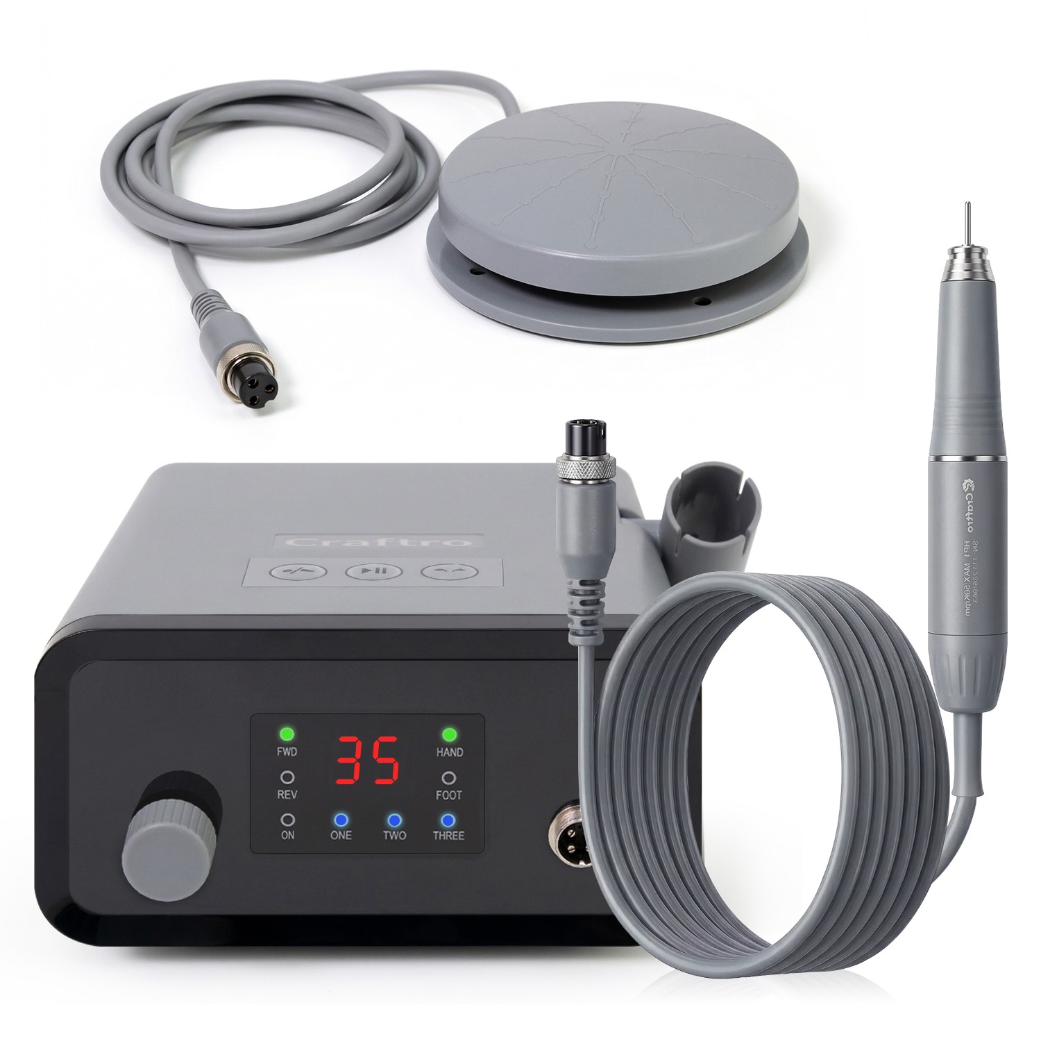 VK-MM2 Dental Lab Micromotor Polishing Unit 50K RPM Cord Handpiece + Foot Pedal