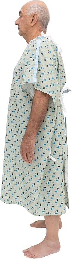 6 Pack Men’s Hospital Gowns – 3XL IV-Ready with Telemetry Pocket, Shoulder Snaps