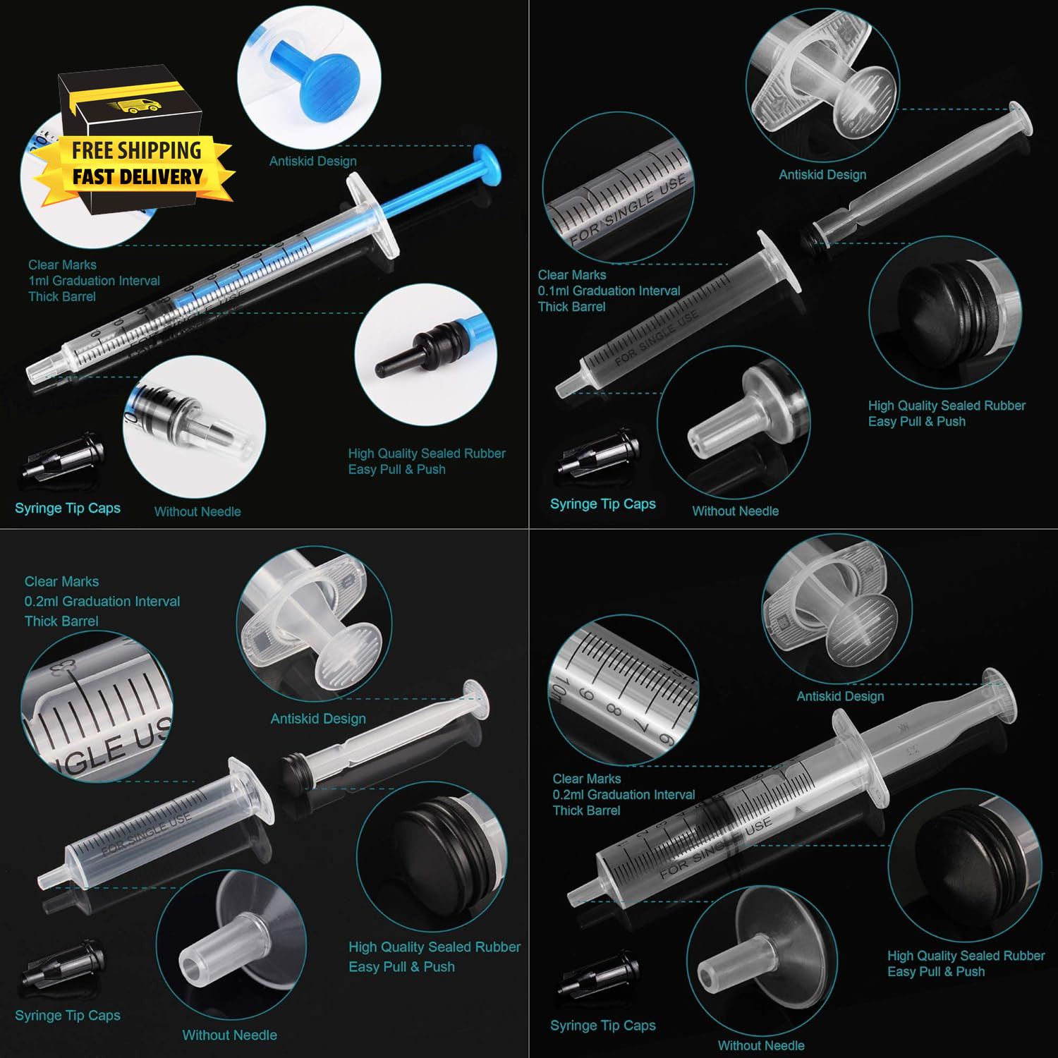 20Pack 1Ml / 3Ml / 5Ml / 10Ml Syringe without Needle – Small Plastic Syringes St