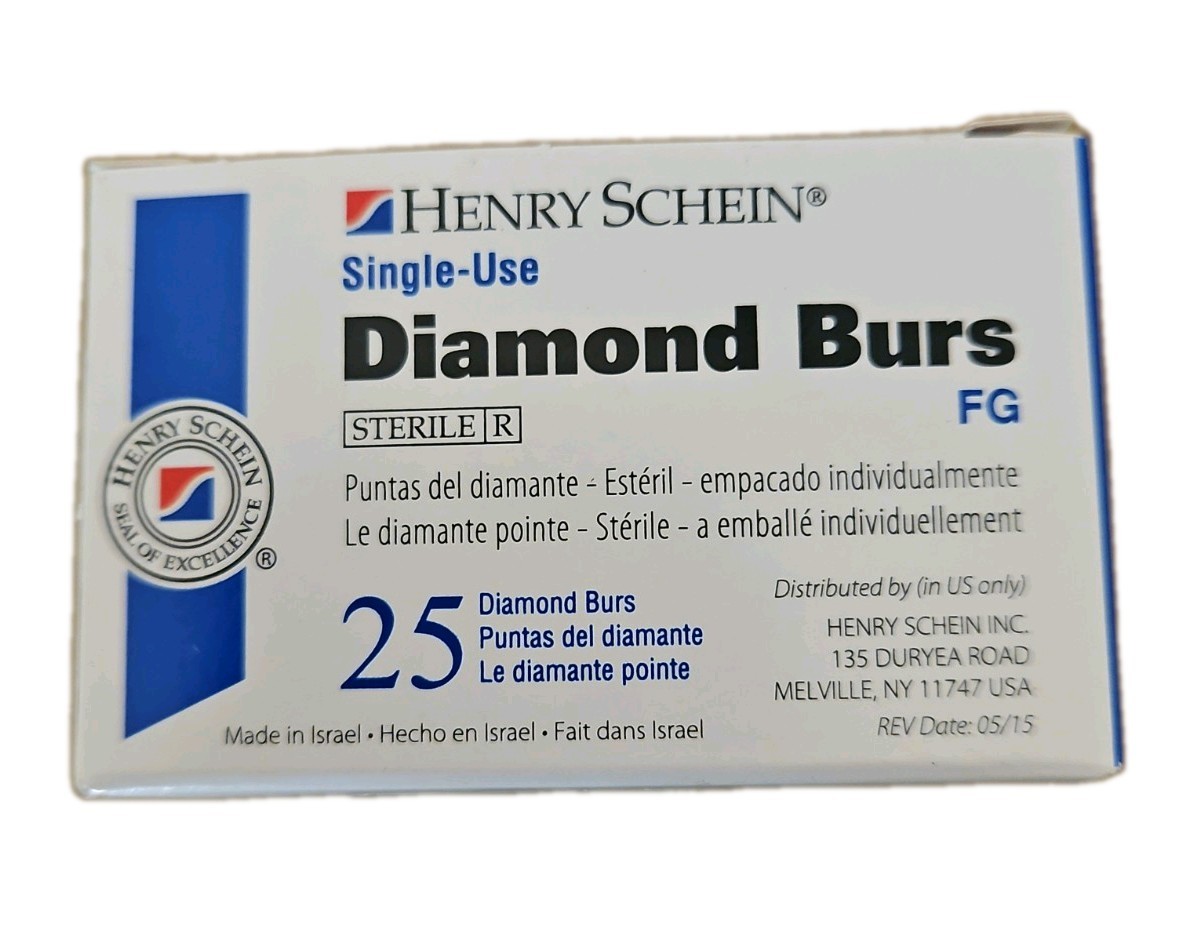 HS -Single-Use Coarse Diamond Burs FG Round End Cylinder 881-014C 25pk BRAND NEW