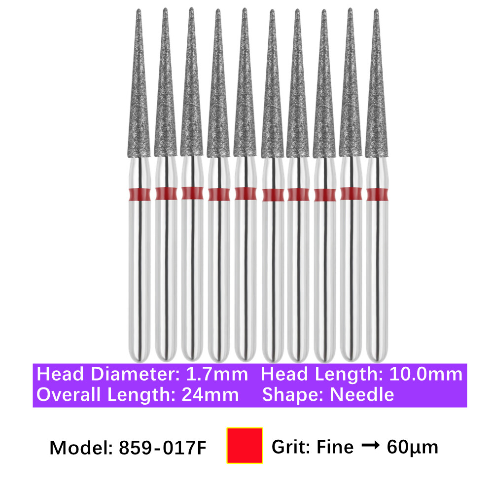 Vakker 10pc Diamond Burs Needle Burs Friction Grip Burs for High Speed Handpiece
