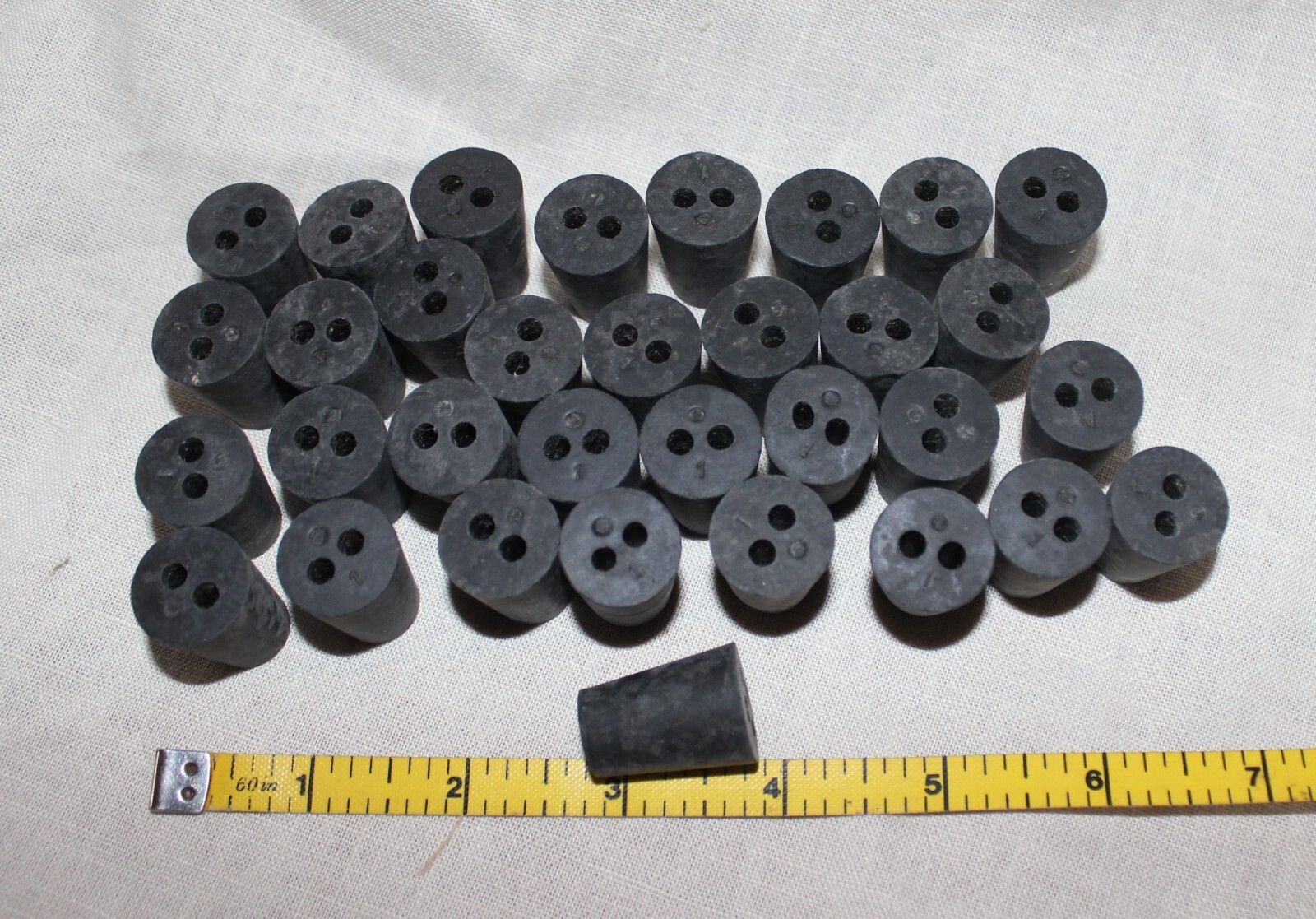 2-Hole Rubber Stoppers, Two-Hole #1 RUBBER STOPPERS, 32ea, New Old Stock