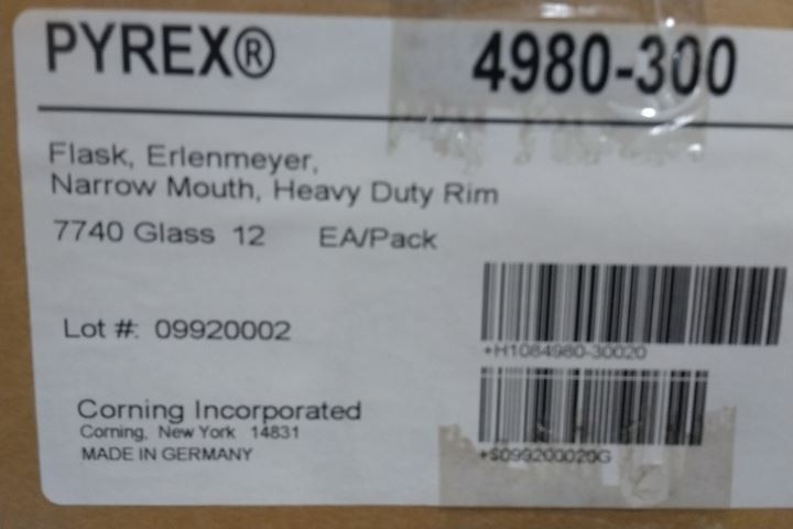 Pyrex 4980-300 12 Pk 300mL Capacity Glass Flask