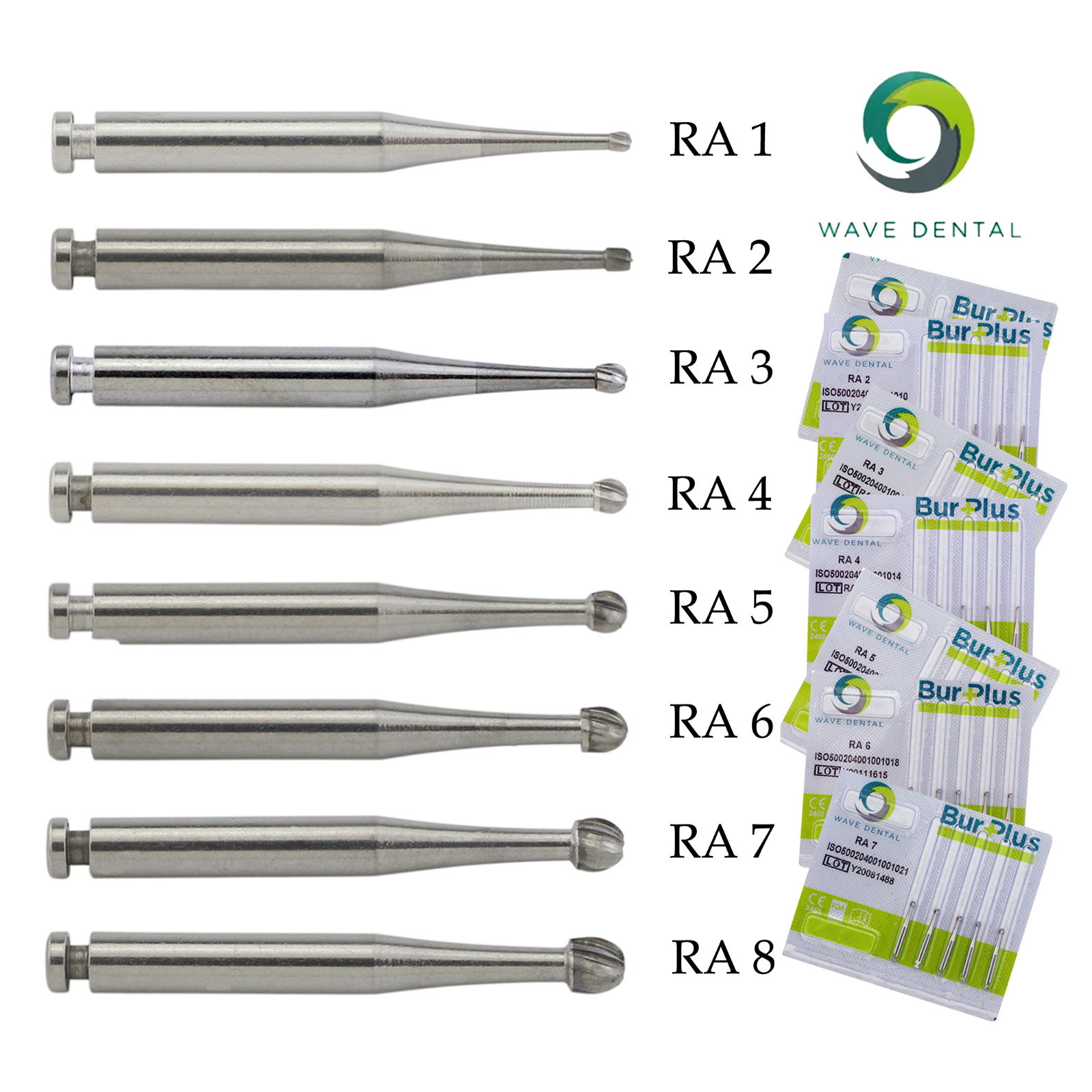Wave Dental Carbide Bur Round for Slow Speed Latch Handpiece RA 1 2 3 4 5 6 7 8