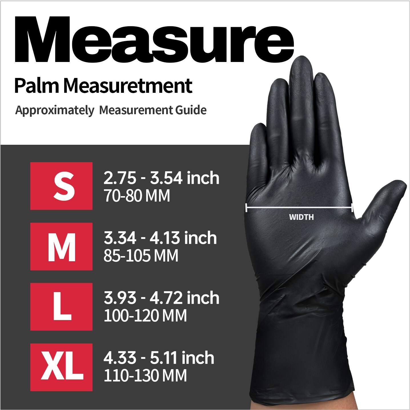 Disposable Nitrile Exam Gloves, 5 Mil Black, Powder-Free Heavy Duty Clean Glove