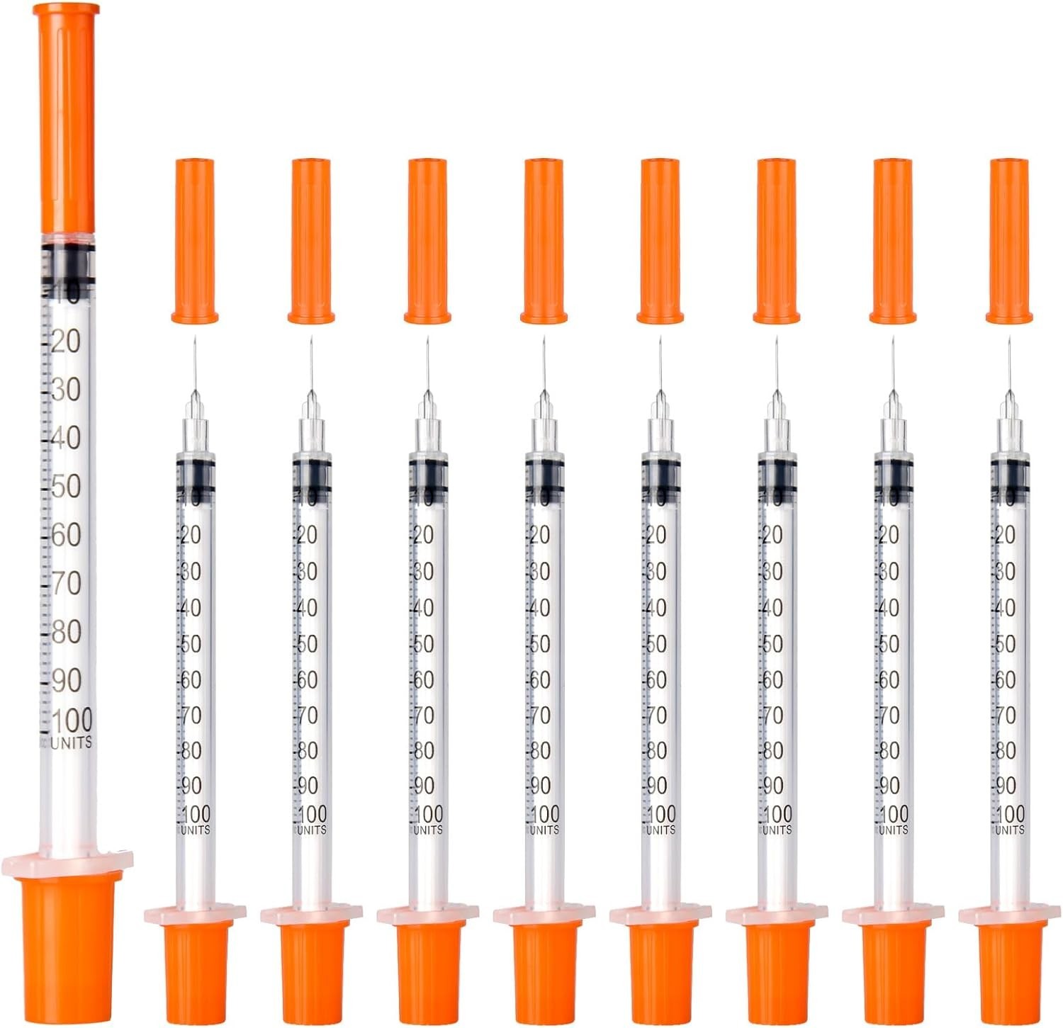 30 Count U-100 Syringes 30G 5/16″ 1ml – Clear Markings and Individually Packaged