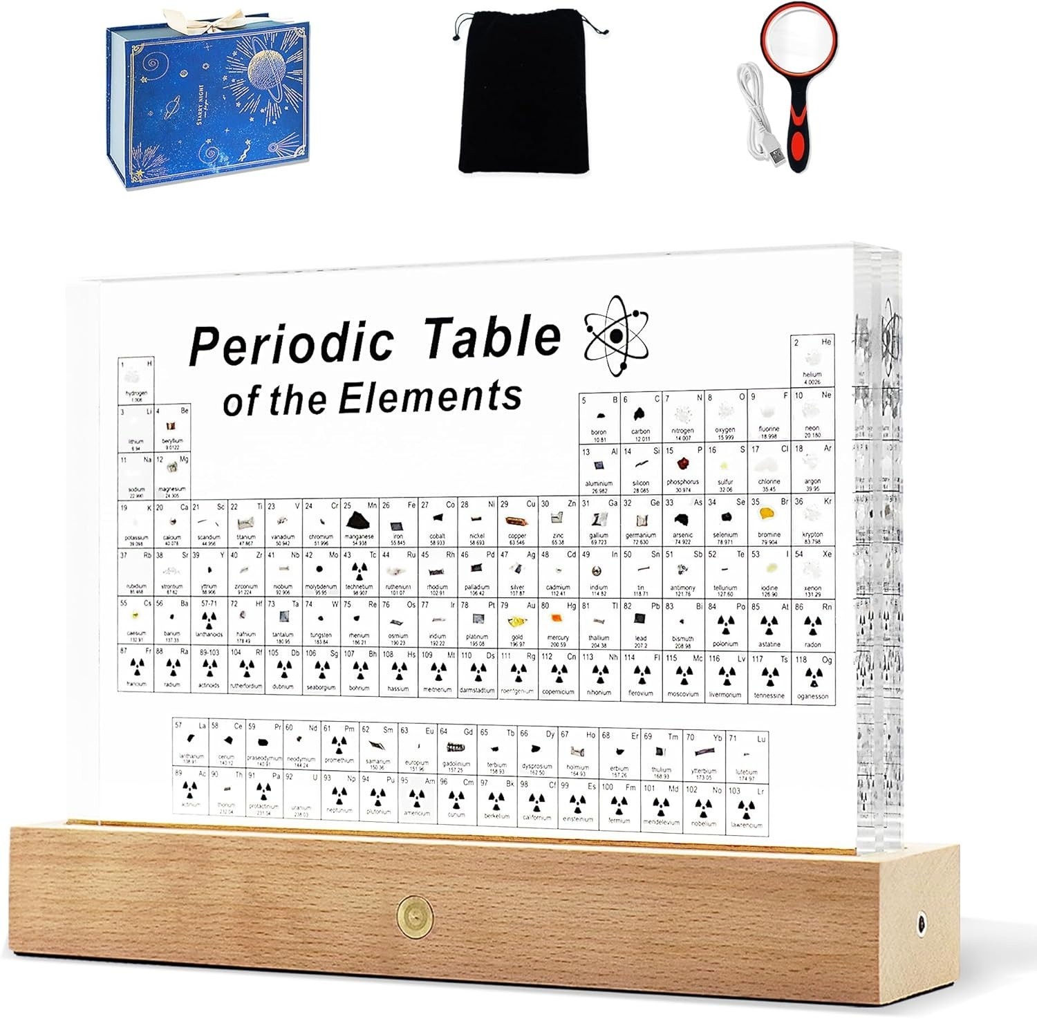 Large Periodic Table of Elements With Real Elements Samples, 8.3 Inch Acrylic