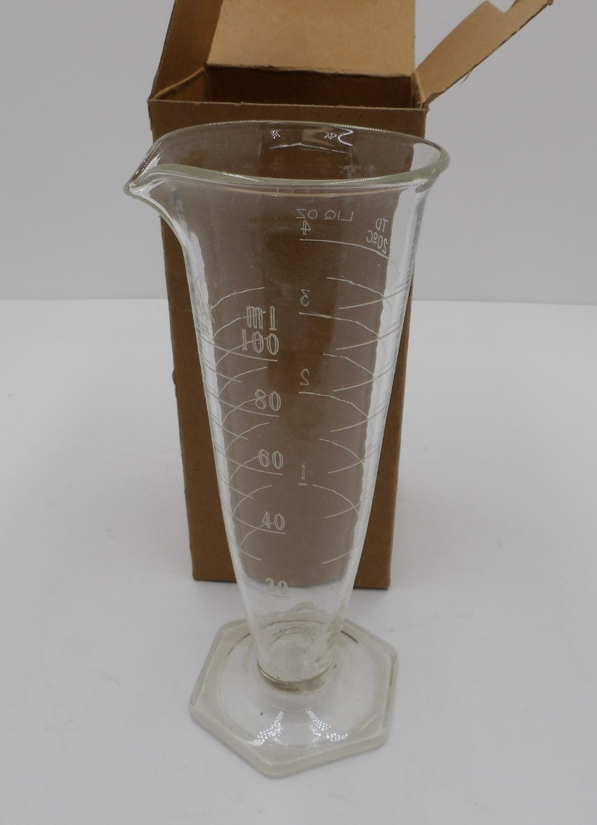Vintage Kimble 60345 KIMAX Glass Dual Scale Pharmaceutical Graduates 4oz-100ml