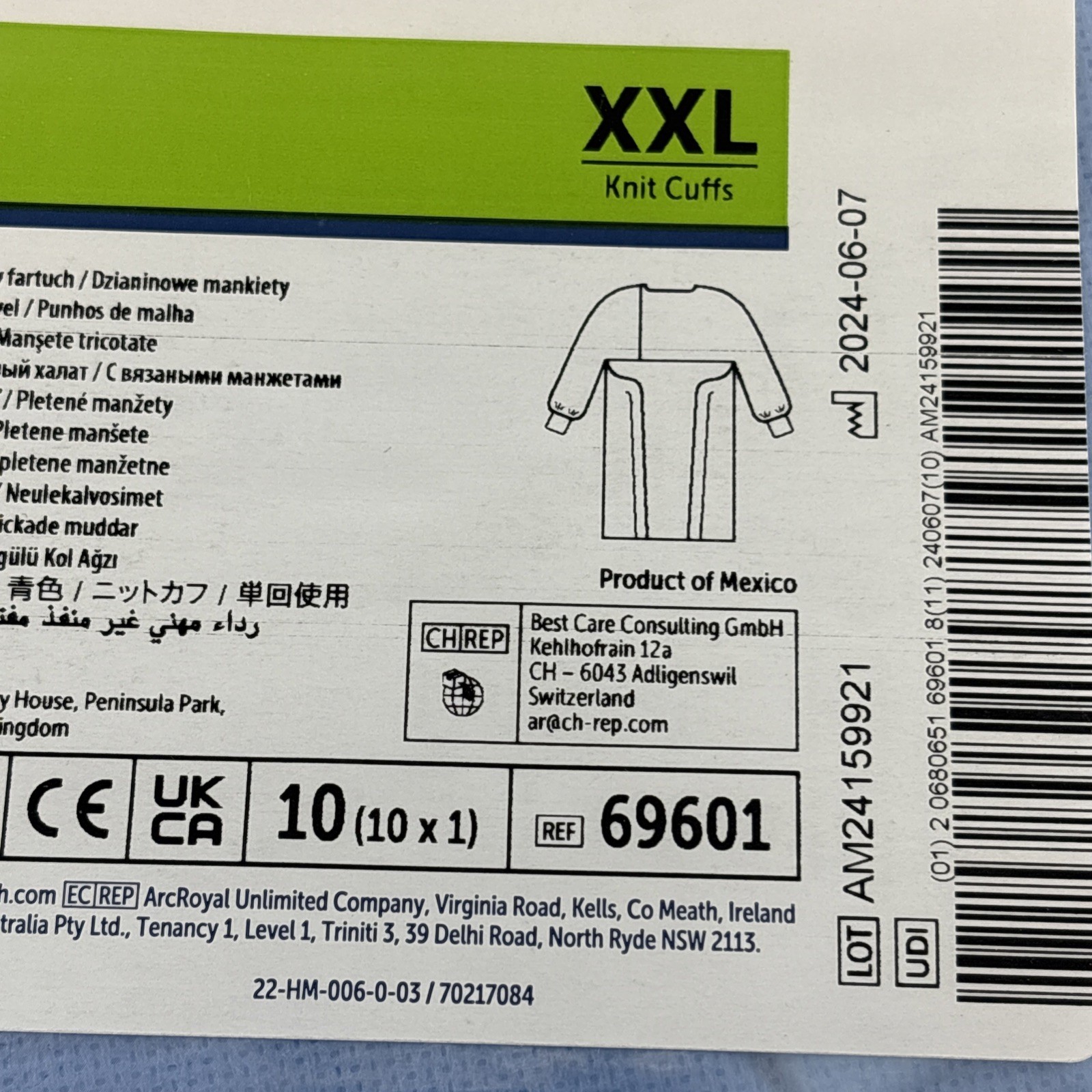 *100-Pieces* Halyard Impervious Comfort Gown Knit Cuffs Blue XX-Large 69601
