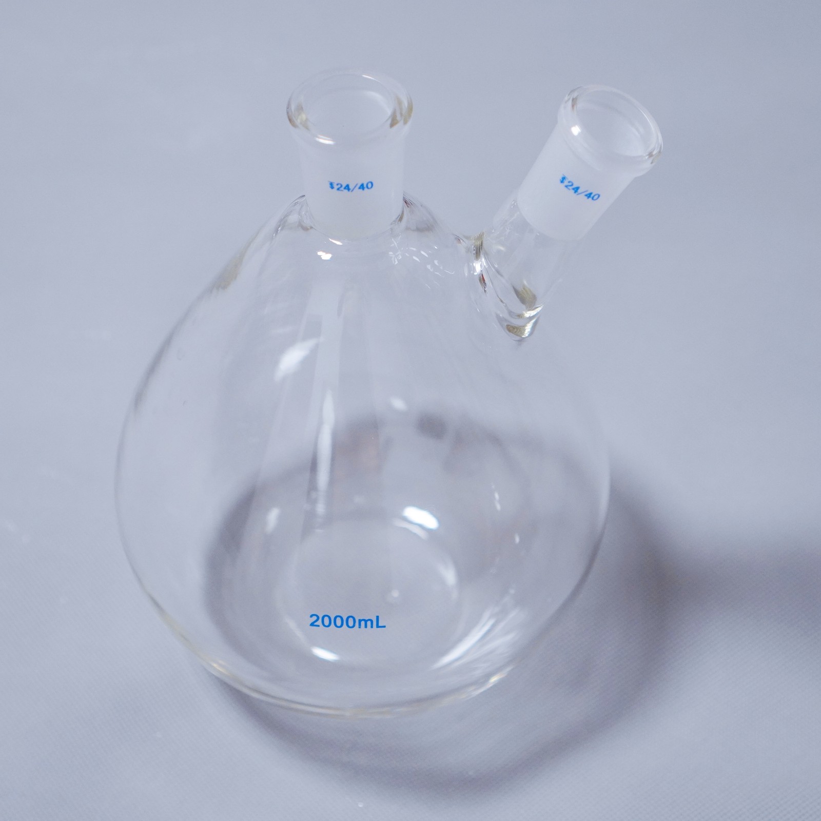 2000 ml lab glass 2-neck eggplant-shaped flask flat bottom/round bottom 24/40