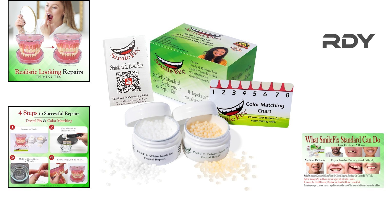 At-Home Tooth Repair Kit – Color Matching for Gaps & Broken Teeth – Easy Use