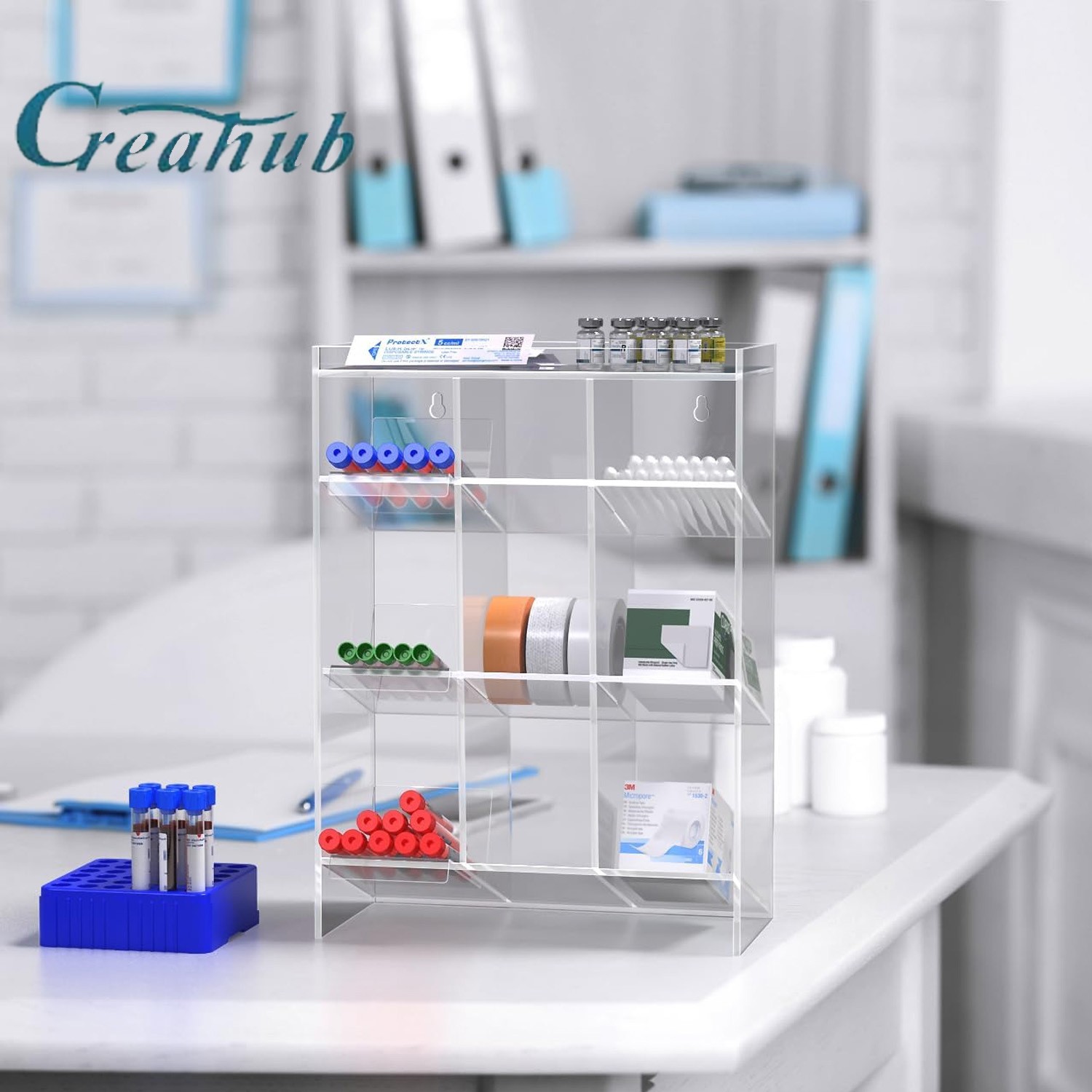 Clear Acrylic Test Tube Holder Wall Mounting & Countertop Tube Organizer