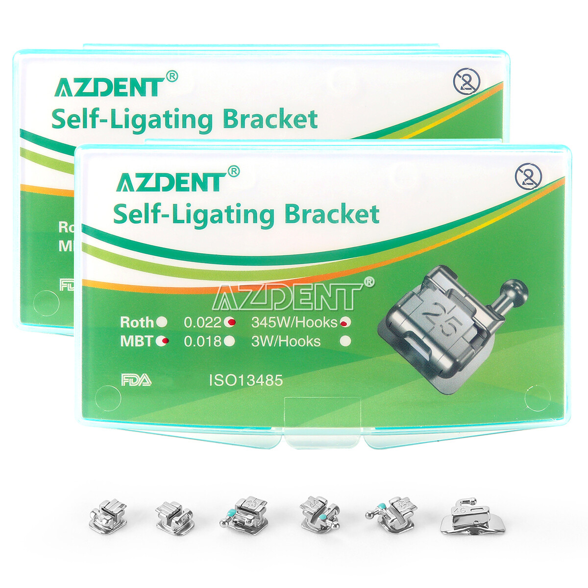 Dental Ortho MINI Self-Ligating Brackets 0.022 Roth/MBT345/3 Hooks Braces+ Tools