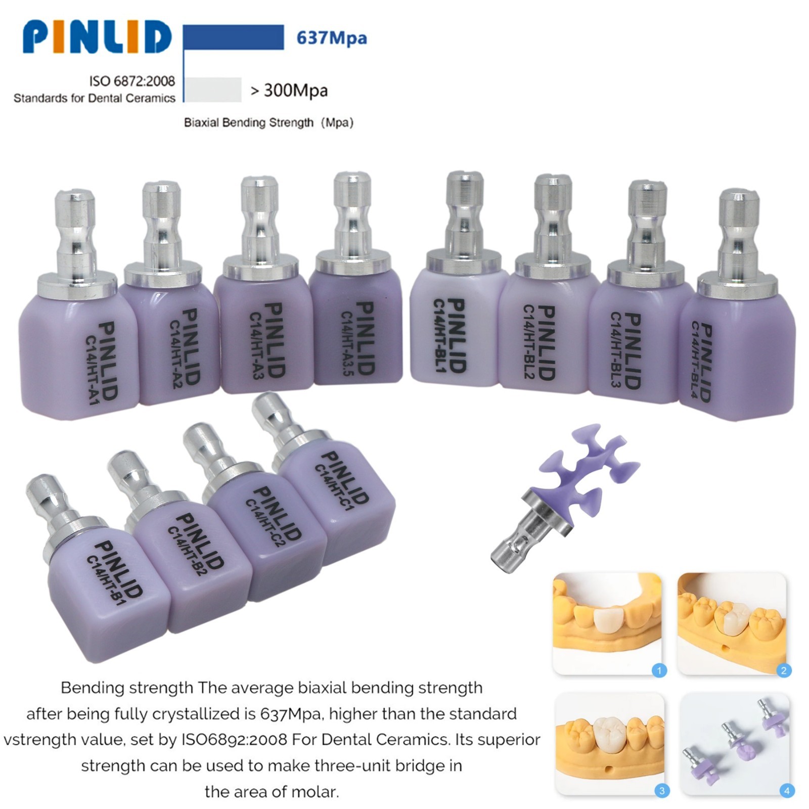 5/PK C14 HT/LT/MT Dental Lithium Disilicate Emax CAD CEREC/InLab Ceramic Blocks