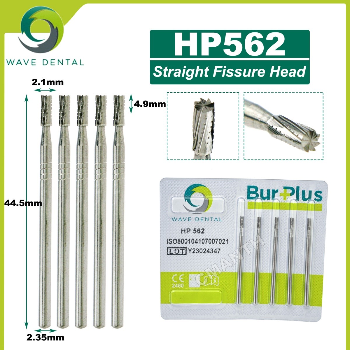 US WAVE Dental Tungsten Carbide Burs Dentistry Drills Dental Bur HP Dia 2.35mm