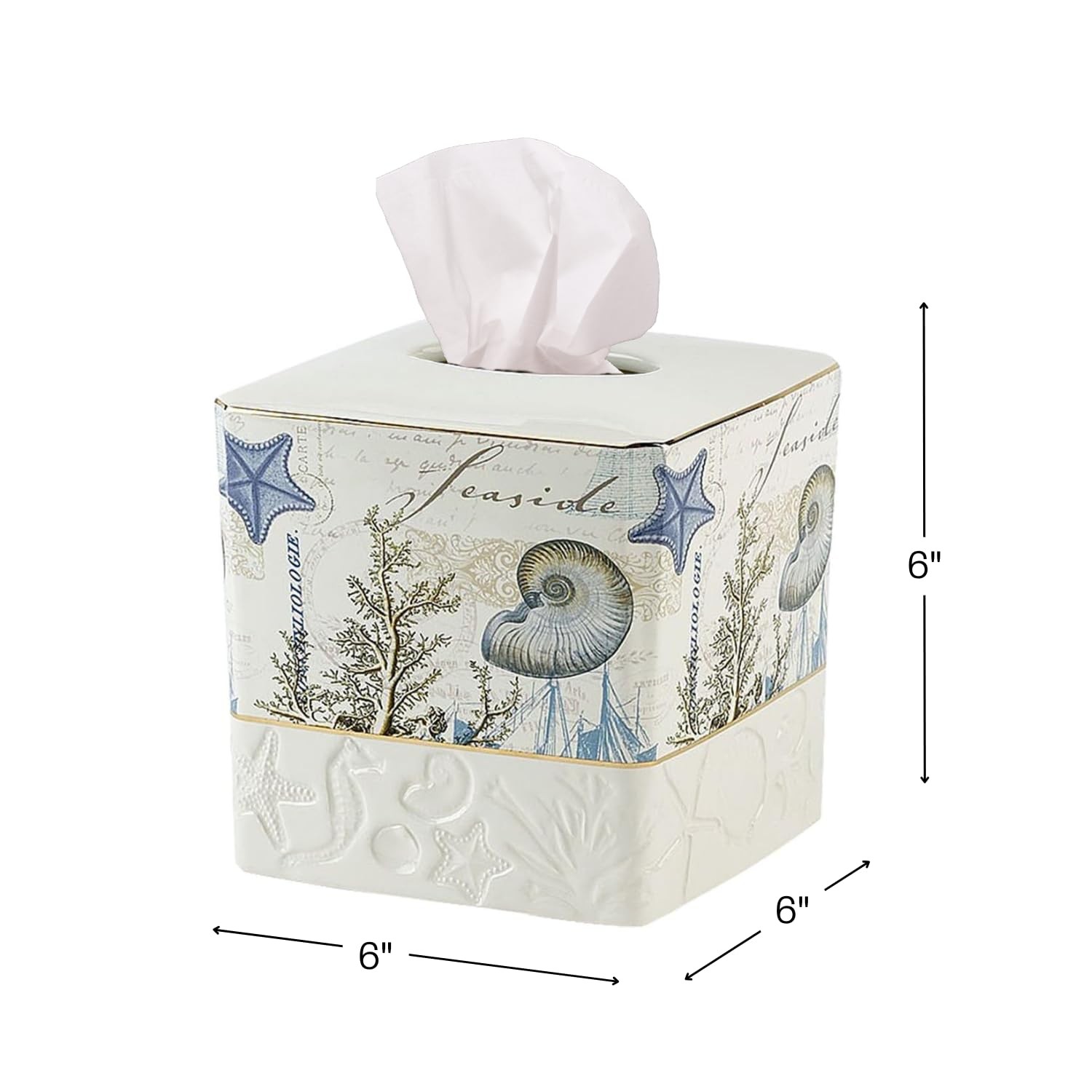 Avanti Antigua Nautical Tissue Box Cover, Guest Bathroom Essentials, Seascape