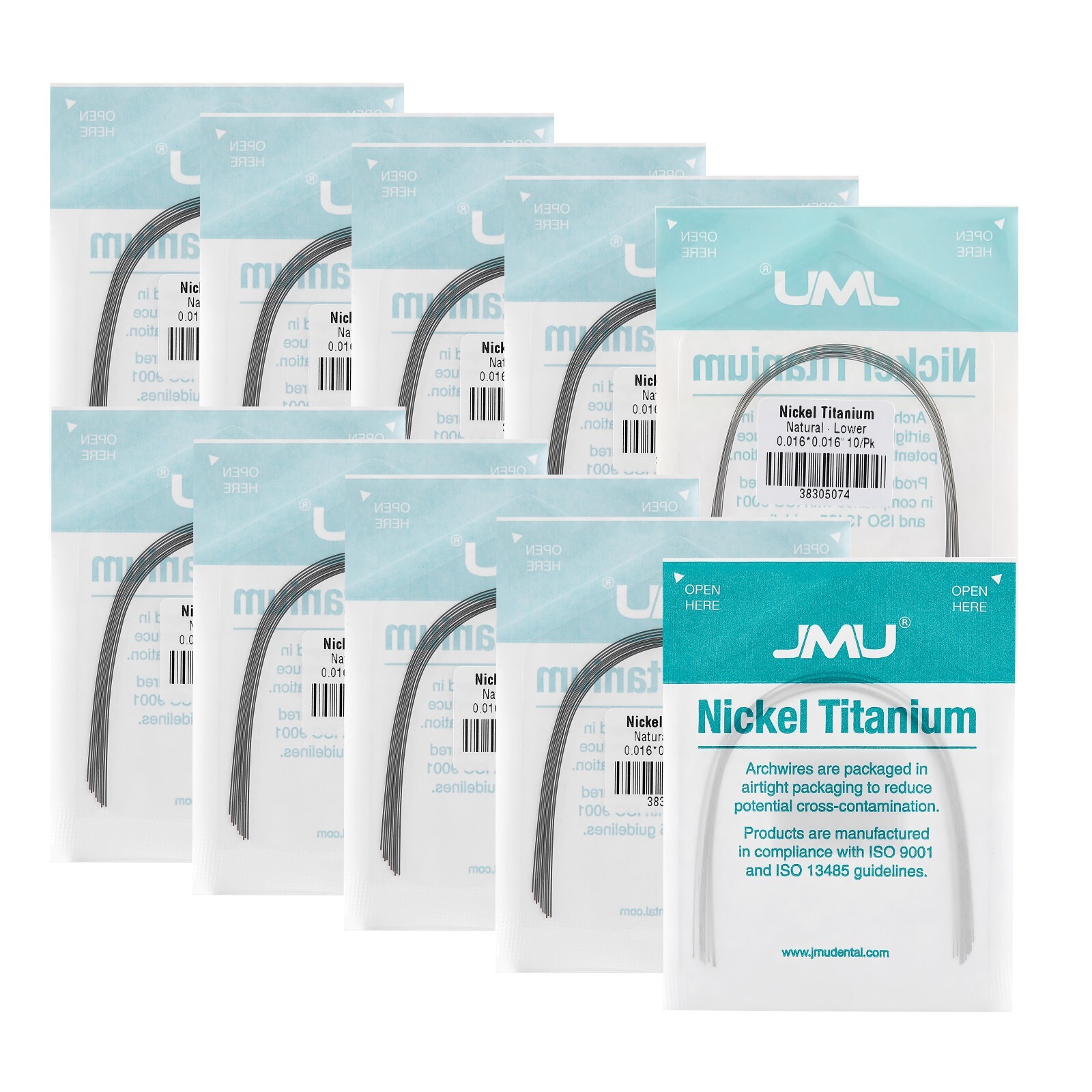100PCS JMU Orthodontic Nickel Titanium Arch Wire Natural Rectangular Full Sizes