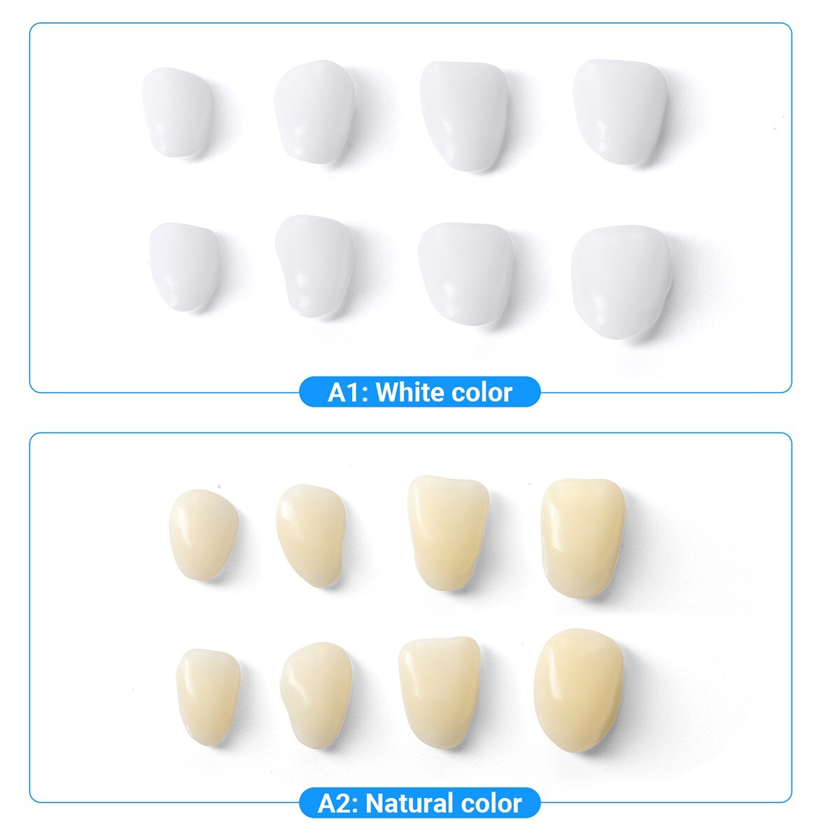 100 Pieces Dental Resin Teeth Temporary Crown Tooth Veneers Whitening Set A1 A2