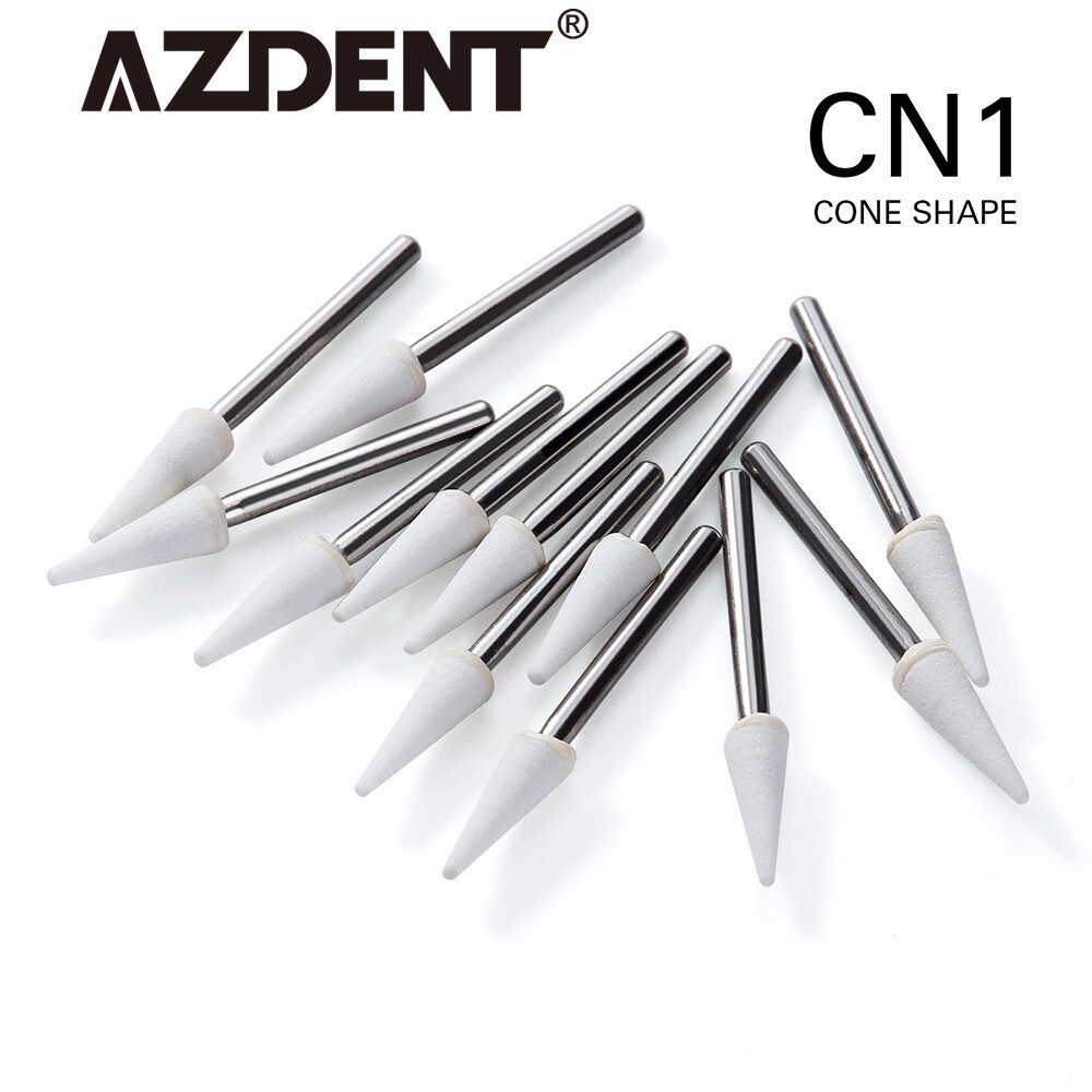 Dental White Stone Flame Mounted Polishing Burs- FG 12/pks Abrasion Point Bur