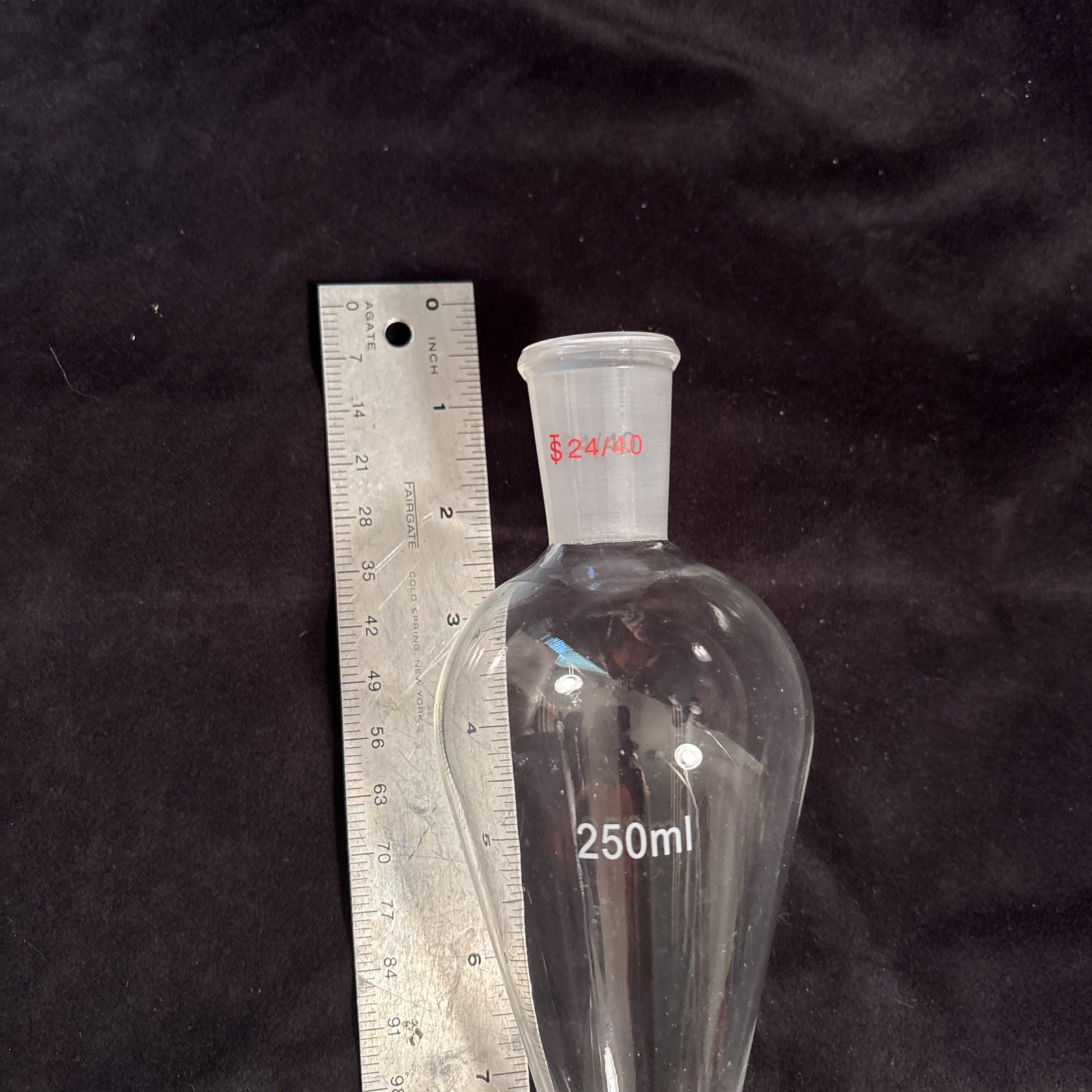 Lab glass separatory funnel 250ml separating funnel W 24/40 Unused Freeship!