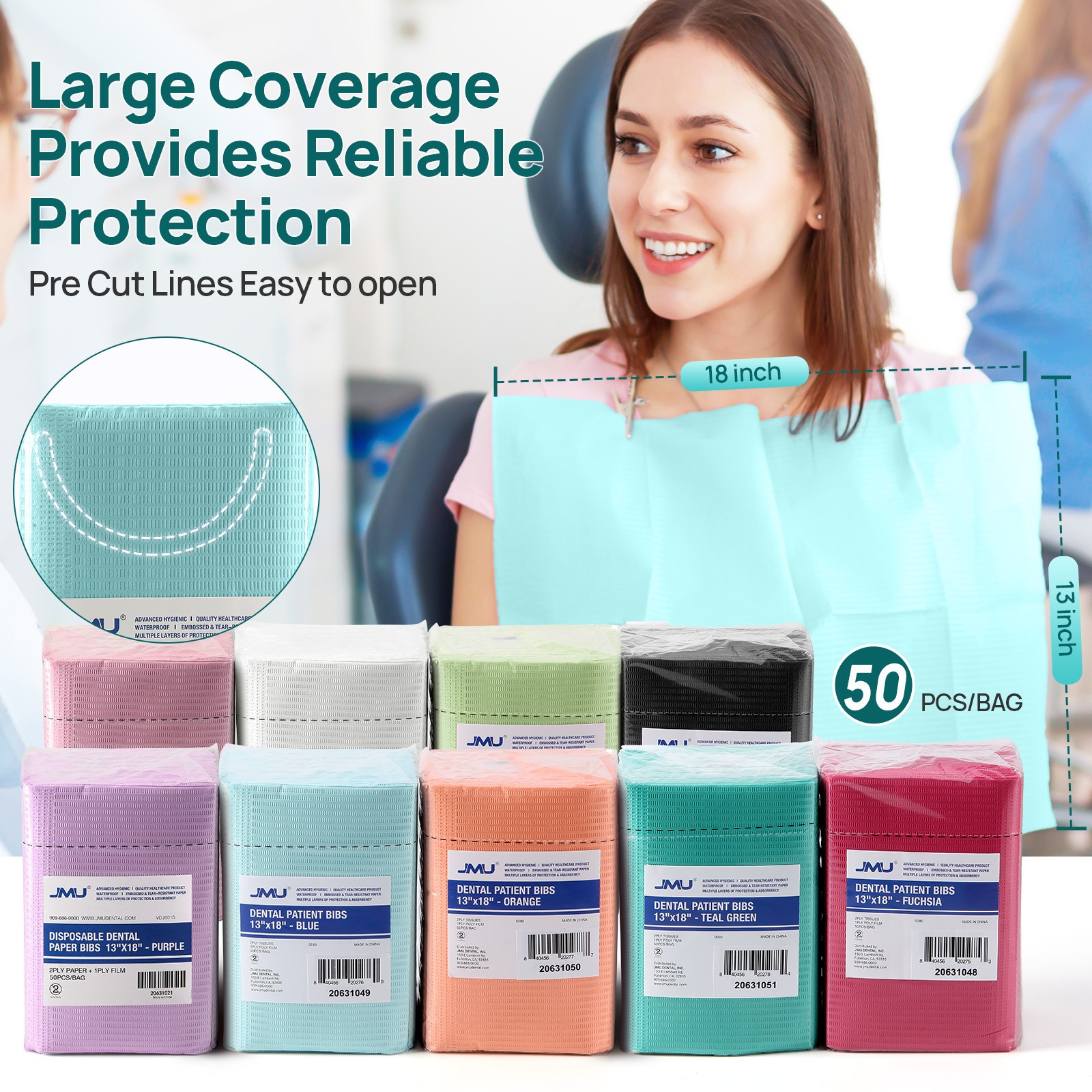 Blue Disposable Dental Bibs 3-Ply Medical Tattoo Towel 13″x18″-Up to 1000pcs