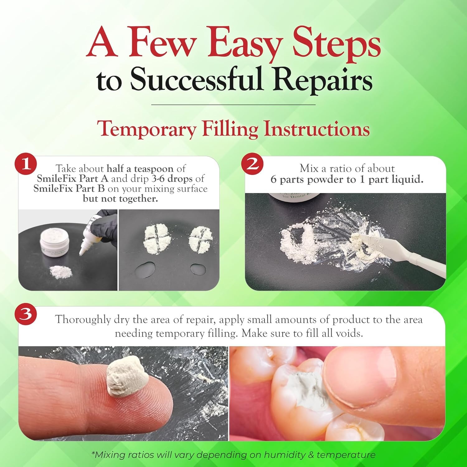 SmileFix Filling, Cap, Crown & Bridge Dental Repair Kit, Temporary Teeth Fix
