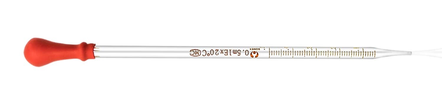 2Pk 0.5ml Glass Graduated Dropper Pipettes Lab Dropper with Red Rubber Cap&Scale