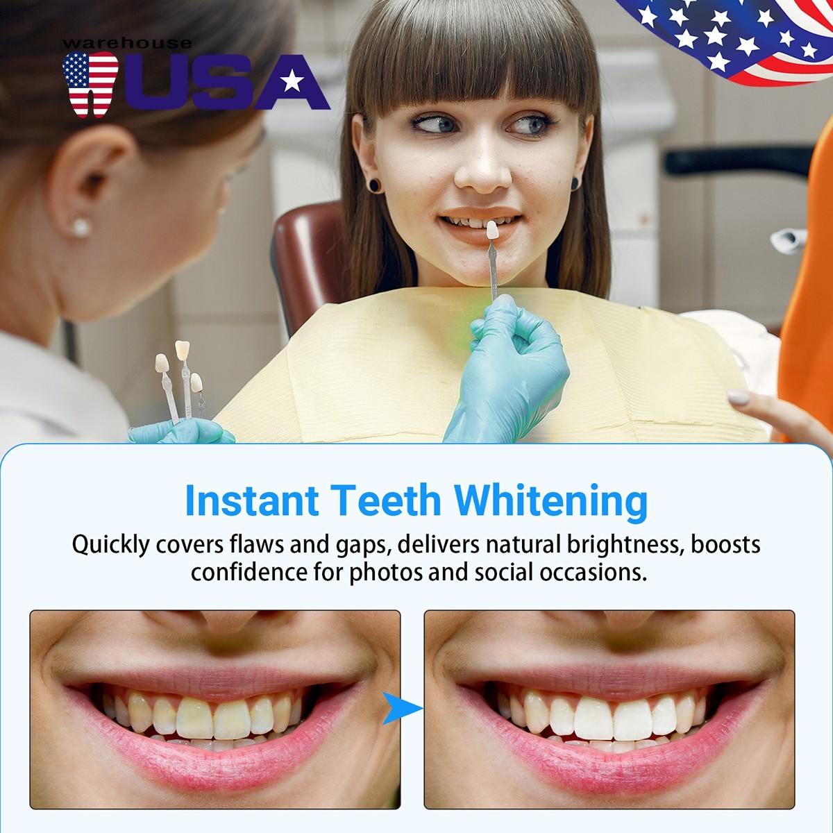 100 Pieces Dental Resin Teeth Temporary Crown Tooth Veneers Whitening Set A1 A2