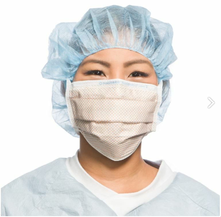 *50-Pieces* Halyard FluidShield ASTM Level 2 Fog-Free Surgical Face Mask 28808