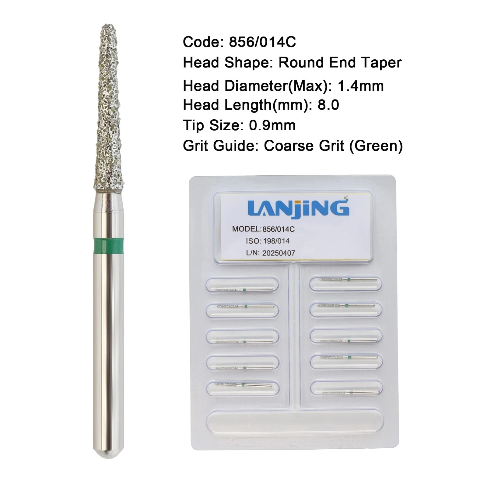 Dental Diamond Burs FG Surgical Long Round Taper High Speed Bur 850 856 Pear 330