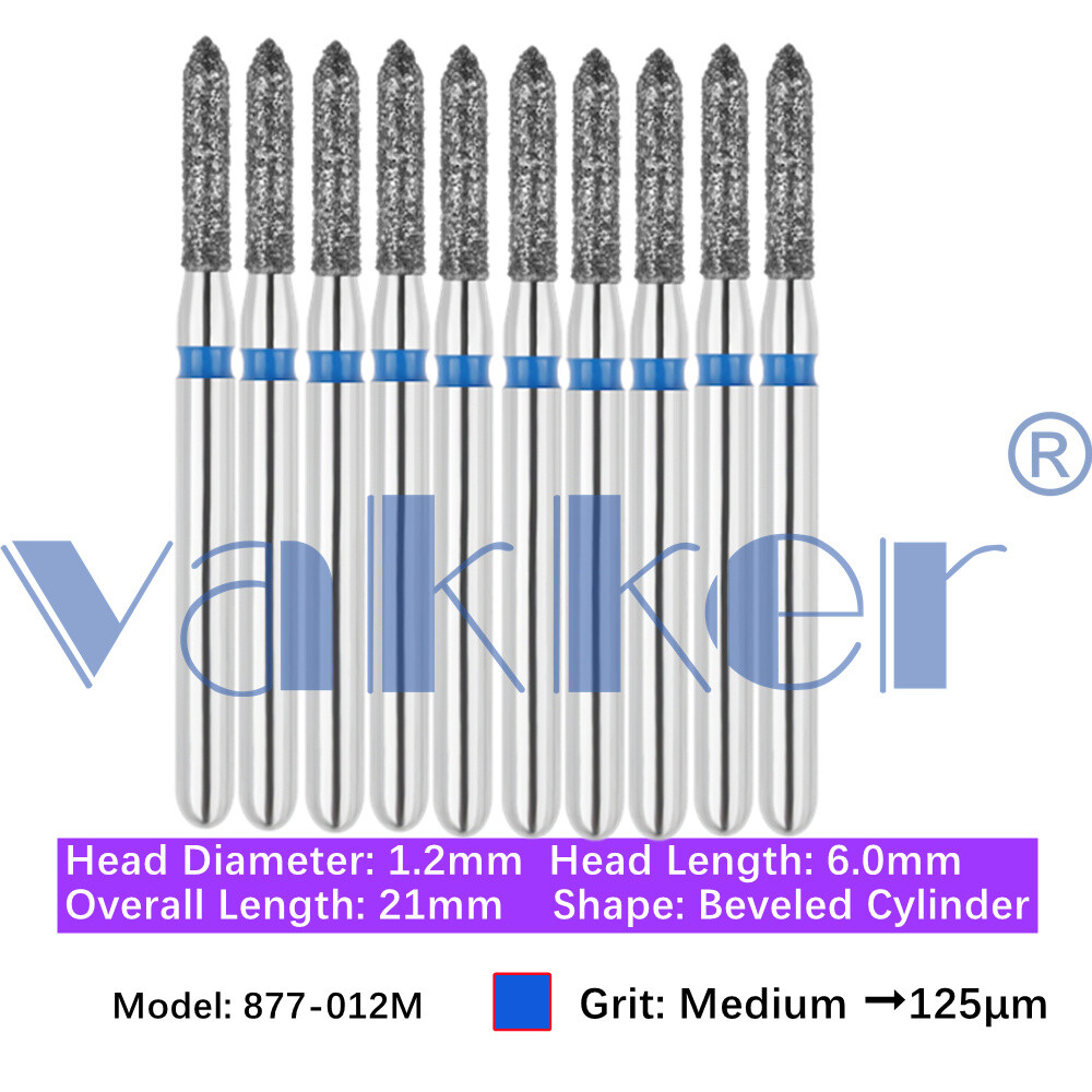 10pc Diamond Bur Shape Bevel Cylinder & Gingival Curetage Fine Medium Coarse