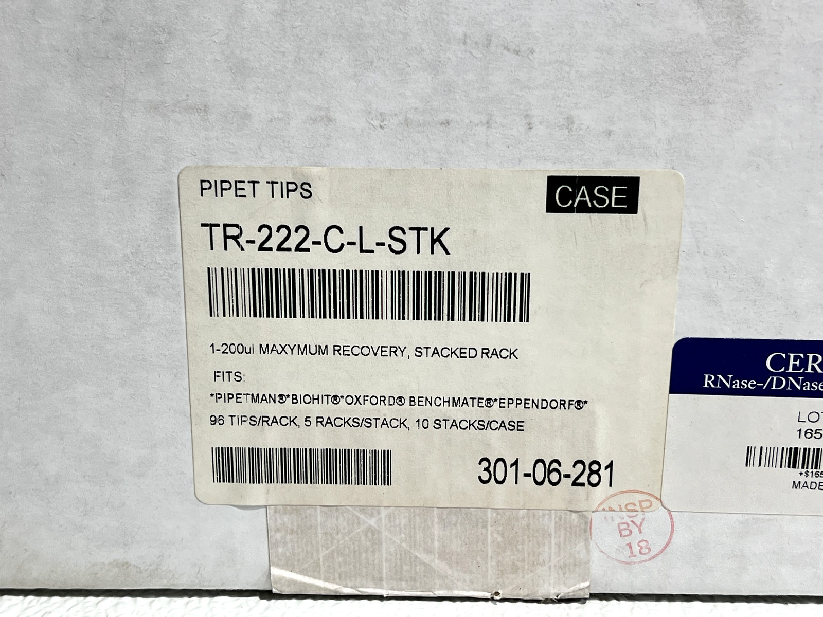 MAXYMUM RECOVERY Pipet Tips 1-200uL Stacked Rack TR-222-C-L-STK 7 Racks