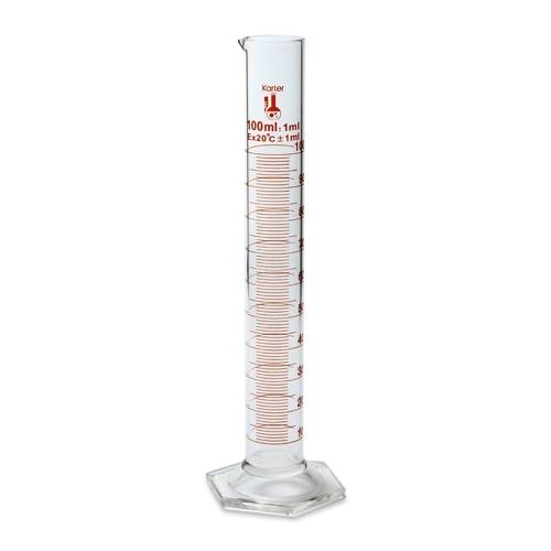 Karter Scientific 100 ml Glass Cylinder, Hex Base (Single)